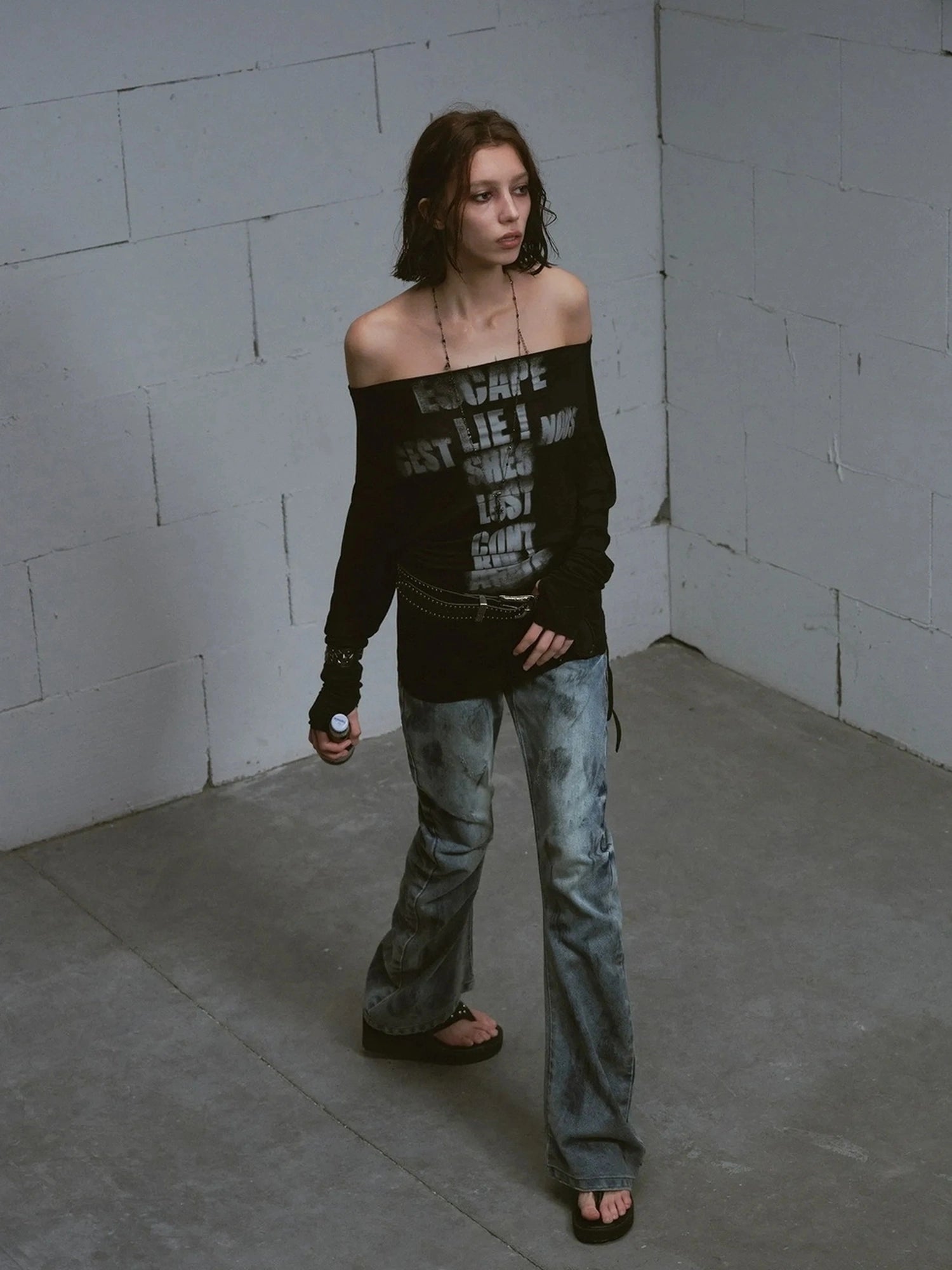 Chinese Clothing Cest Nous Update Lost Cross Print Batwing Sleeve Top