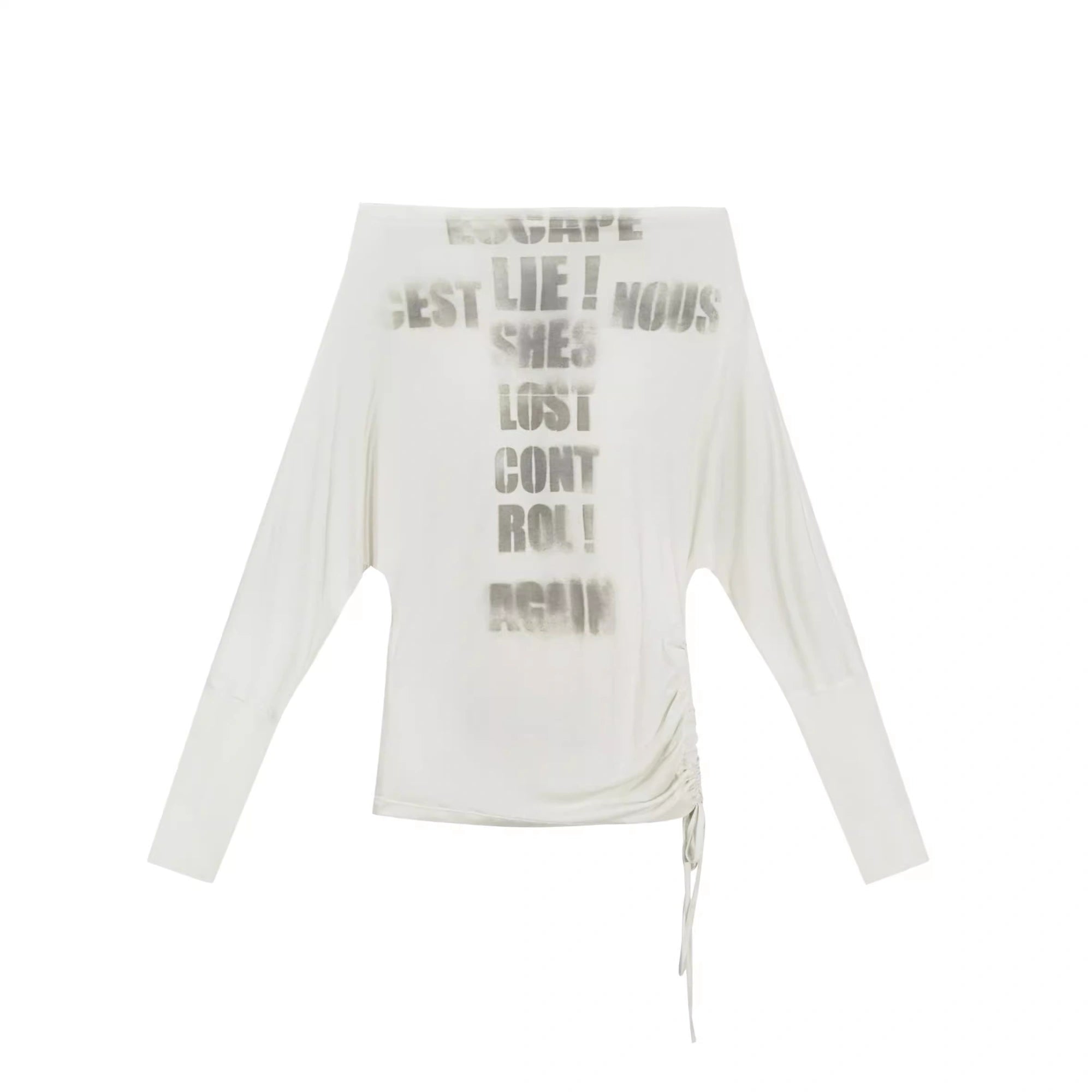 Chinese Clothing Cest Nous Update Lost Cross Print Batwing Sleeve Top MISSTT
