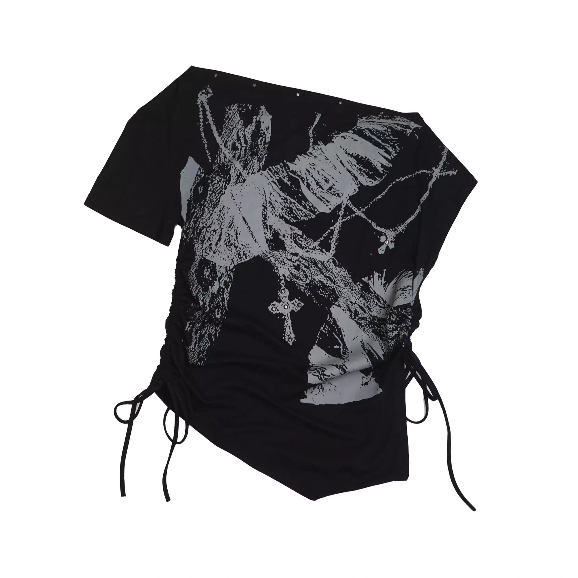 Chinese Clothing Cest Nous Update Oversize Off Shoulder Printed Tencel Tee MISSTT