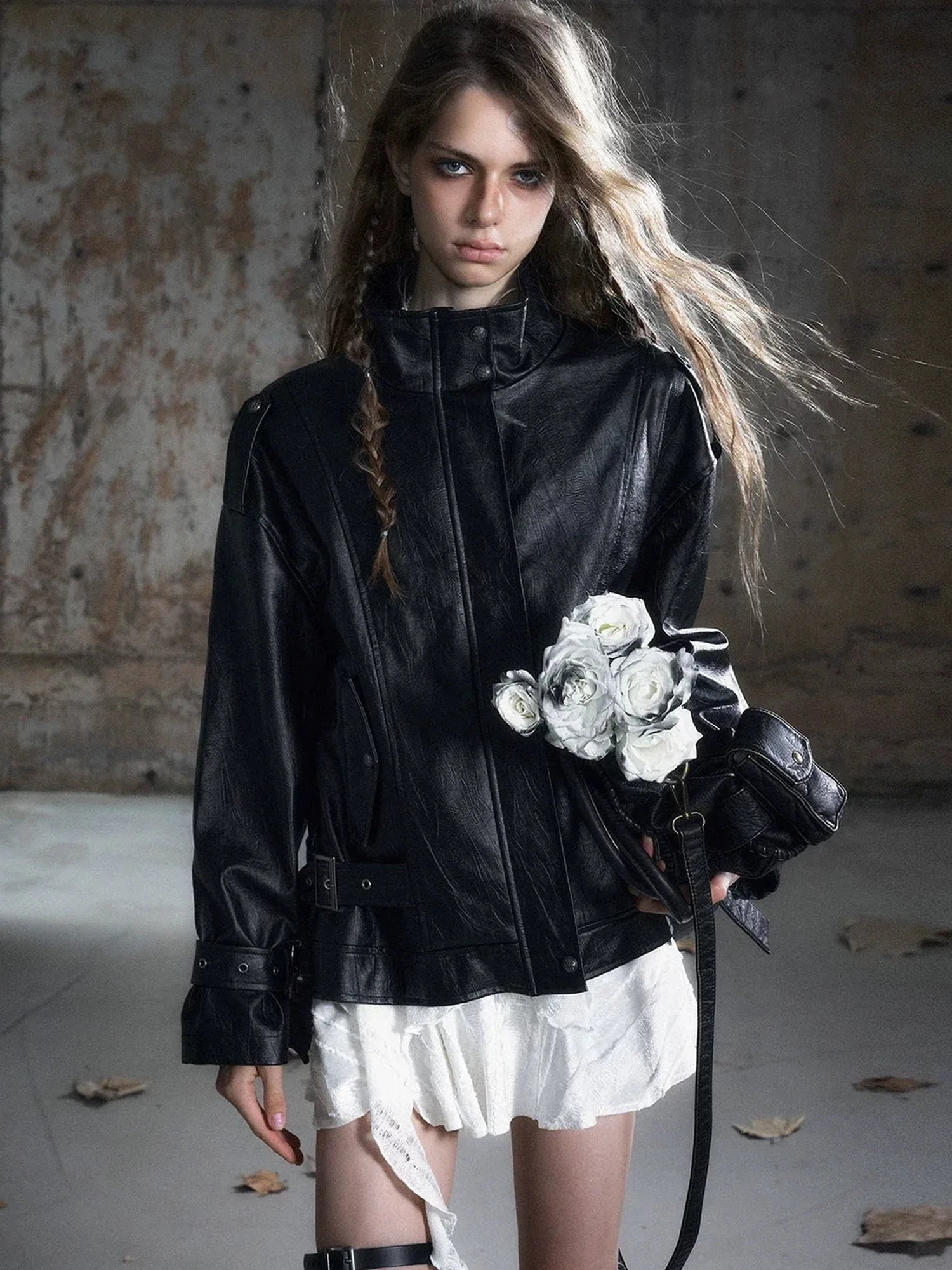 Chinese Clothing Cest Nous Update Oversize Textured Leather Jacket With Adjustable Hem
