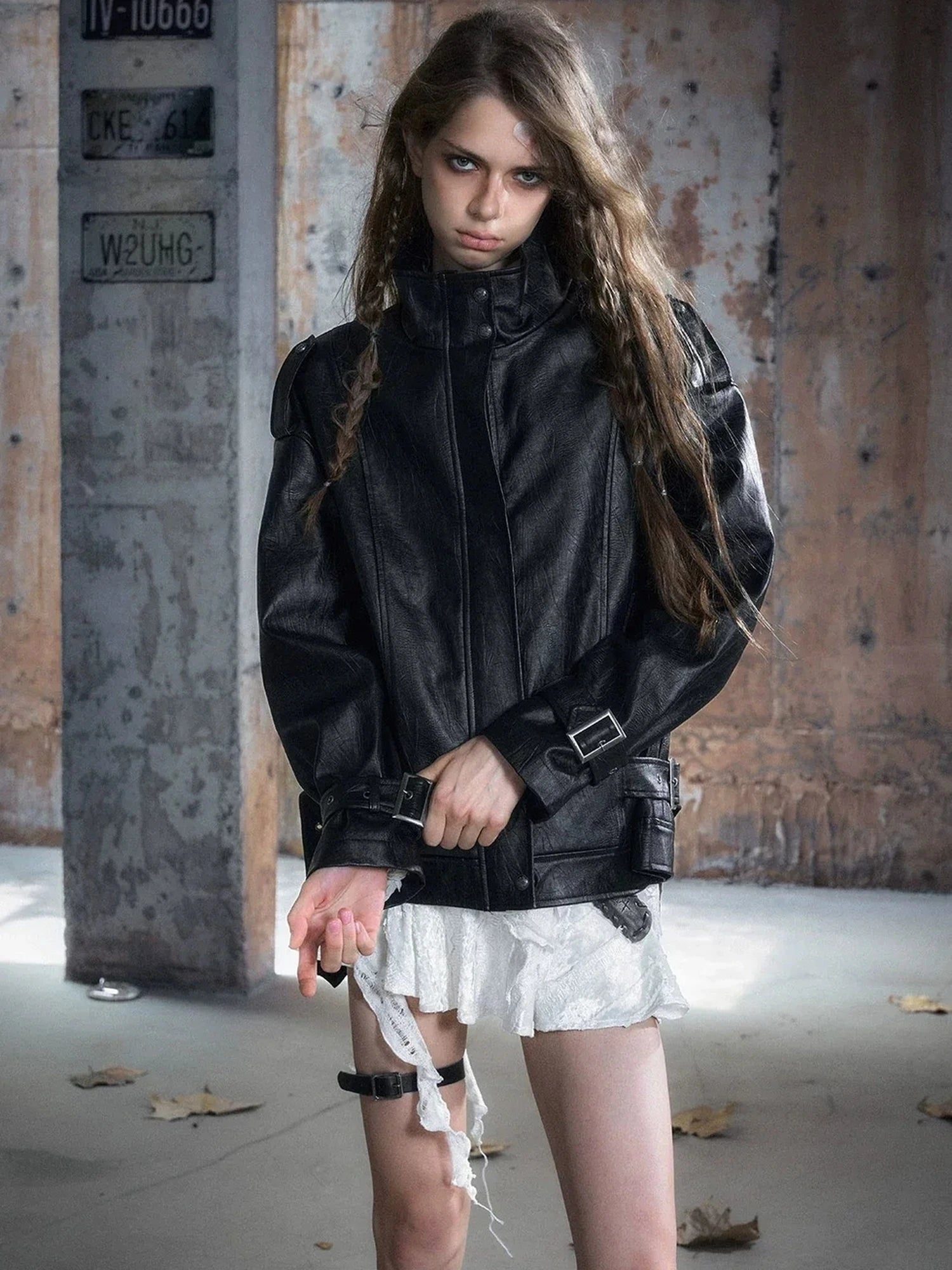 Chinese Clothing Cest Nous Update Oversize Textured Leather Jacket With Adjustable Hem
