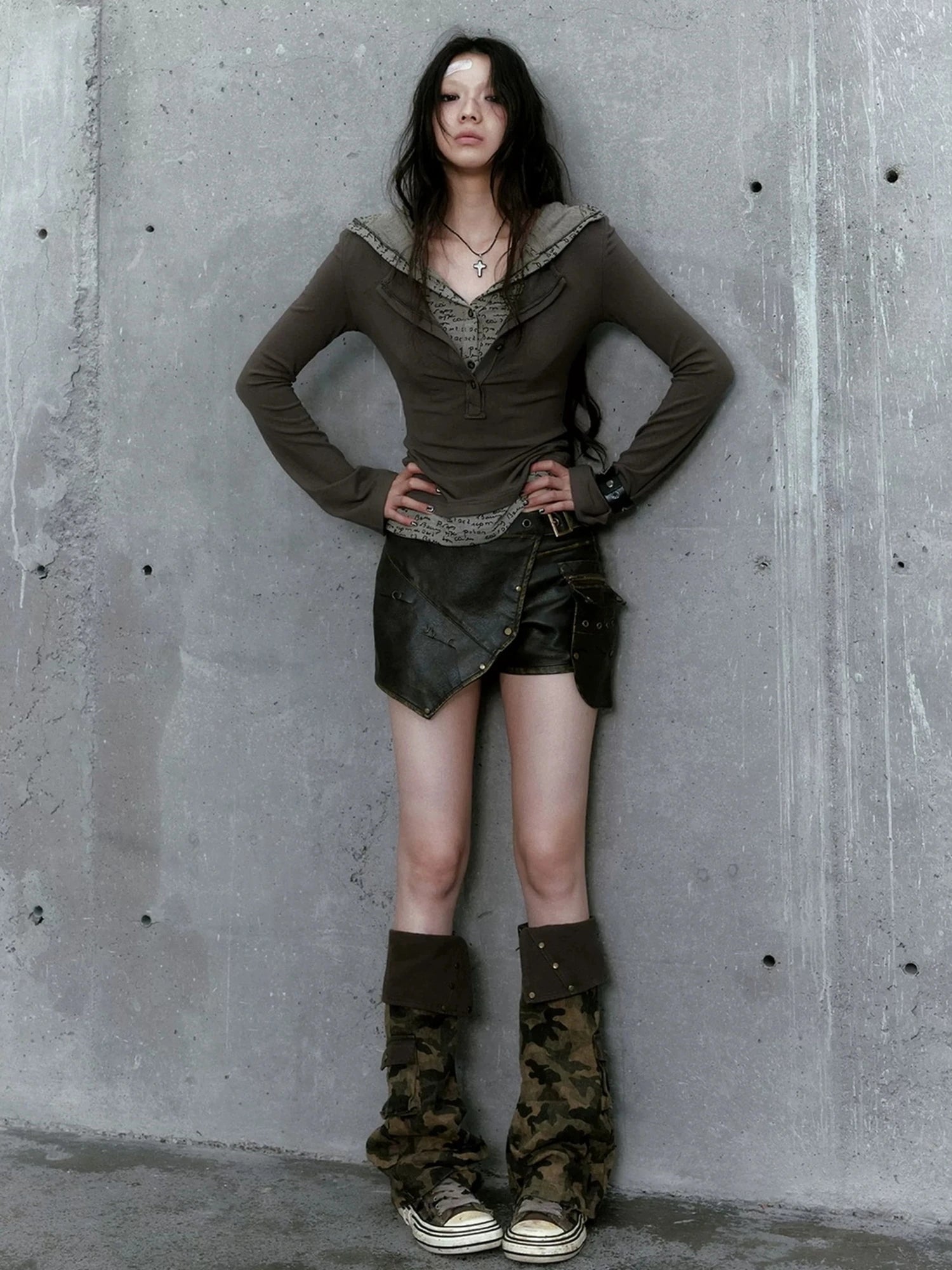 Chinese Clothing Cest Nous Update Punk Patchwork Layered Hoodie