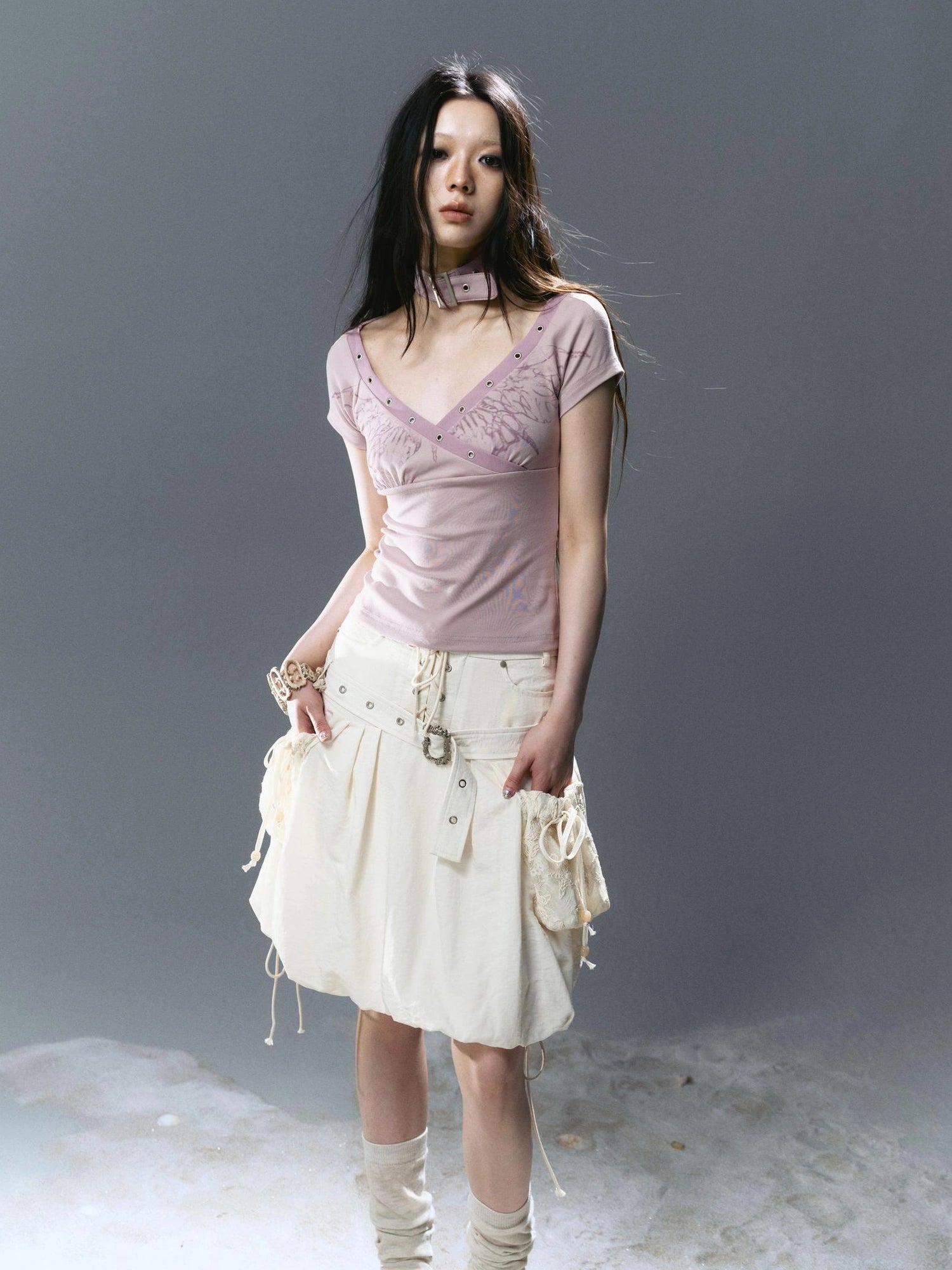 Chinese Clothing Cest Nous Update Sea Fallen Butterfly Slim Tee