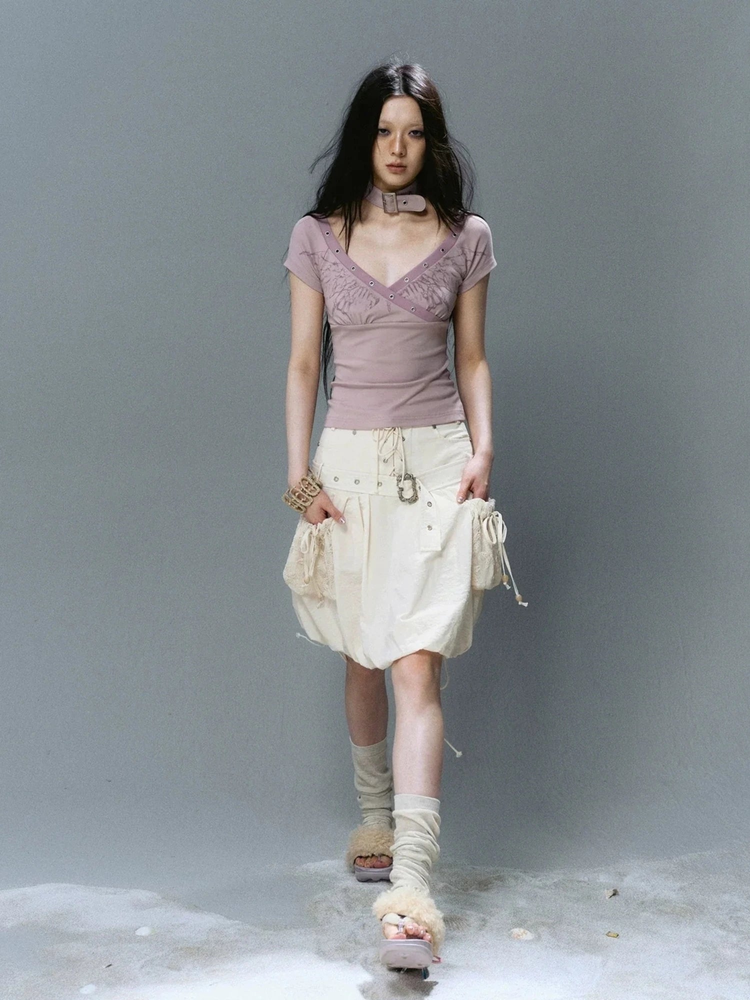 Chinese Clothing Cest Nous Update Sea Fallen Butterfly Slim Tee
