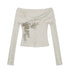 Chinese Clothing Cest Nous Update Twist Knot Off Shoulder Rib Knit Top MISSTT