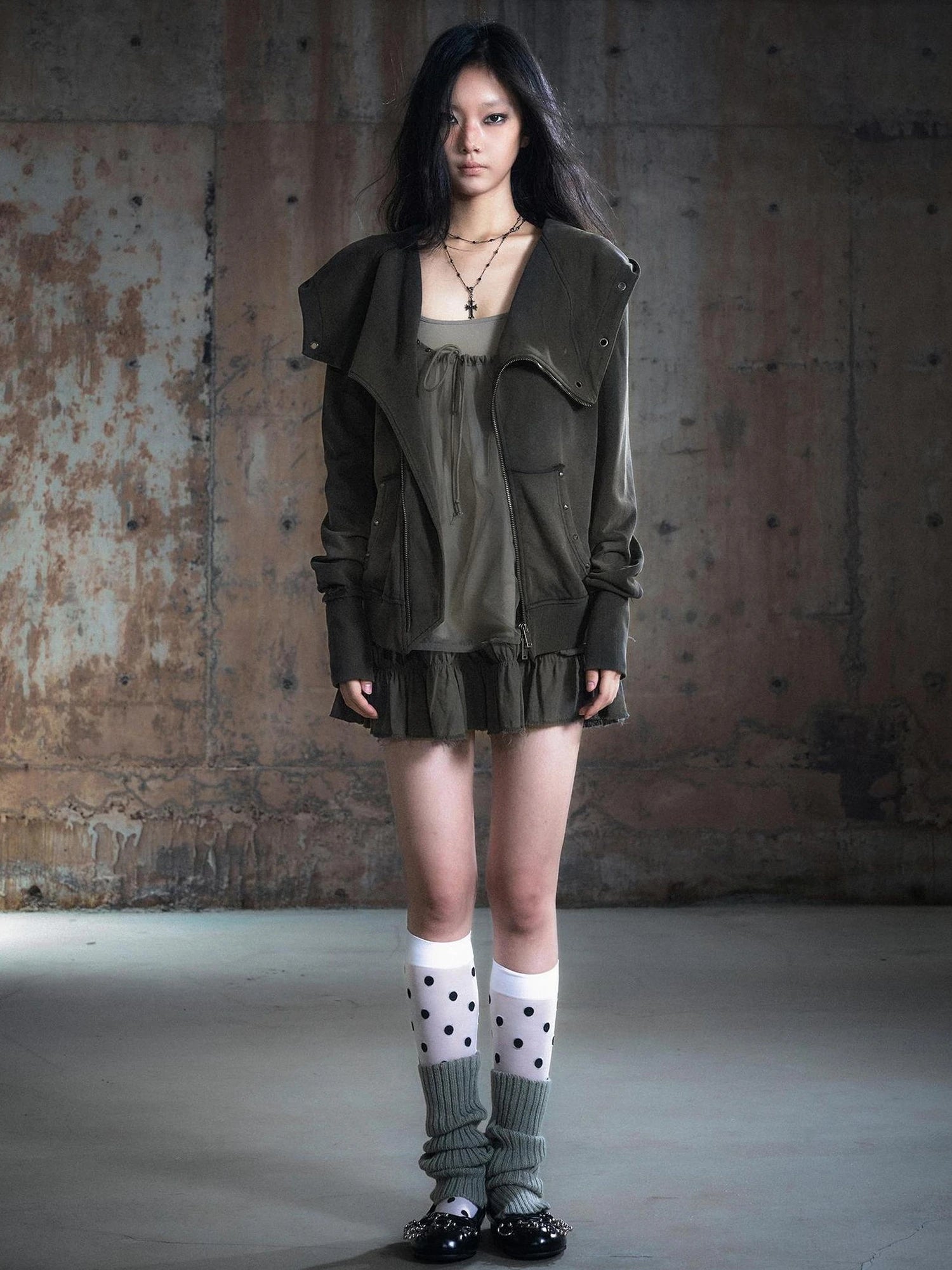 Chinese Clothing Cest Nous Update Two Layer Mesh Trim Drawstring Slip Dress