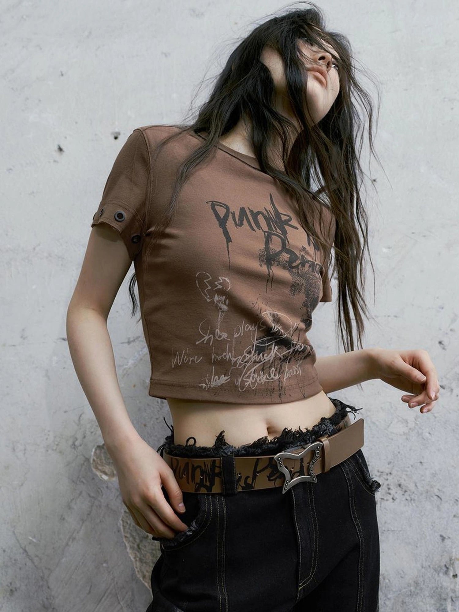 Chinese Clothing Cest Nous Update Vintage Butterfly Buckle Punk Graffiti Belt