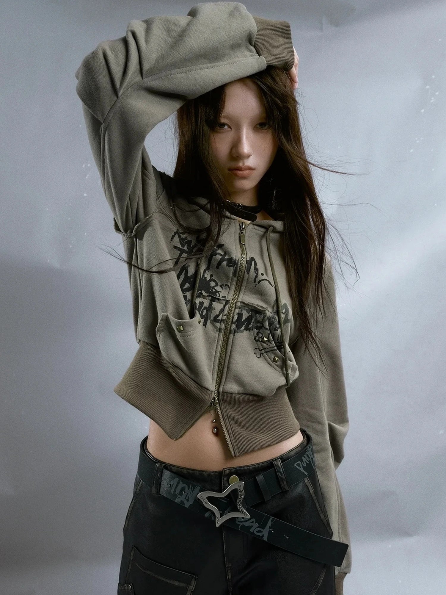 Chinese Clothing Cest Nous Update Vintage Butterfly Buckle Punk Graffiti Belt