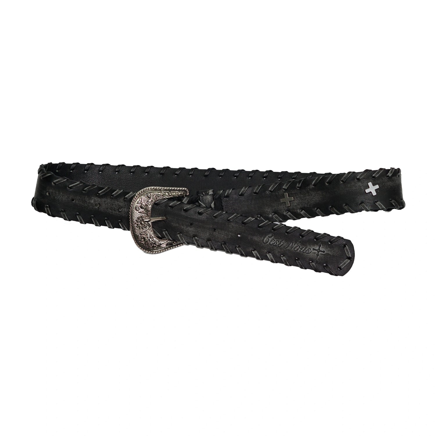 Chinese Clothing Cest Nous Update Vintage Carved Buckle Distressed Leather Lacing Belt MISSTT