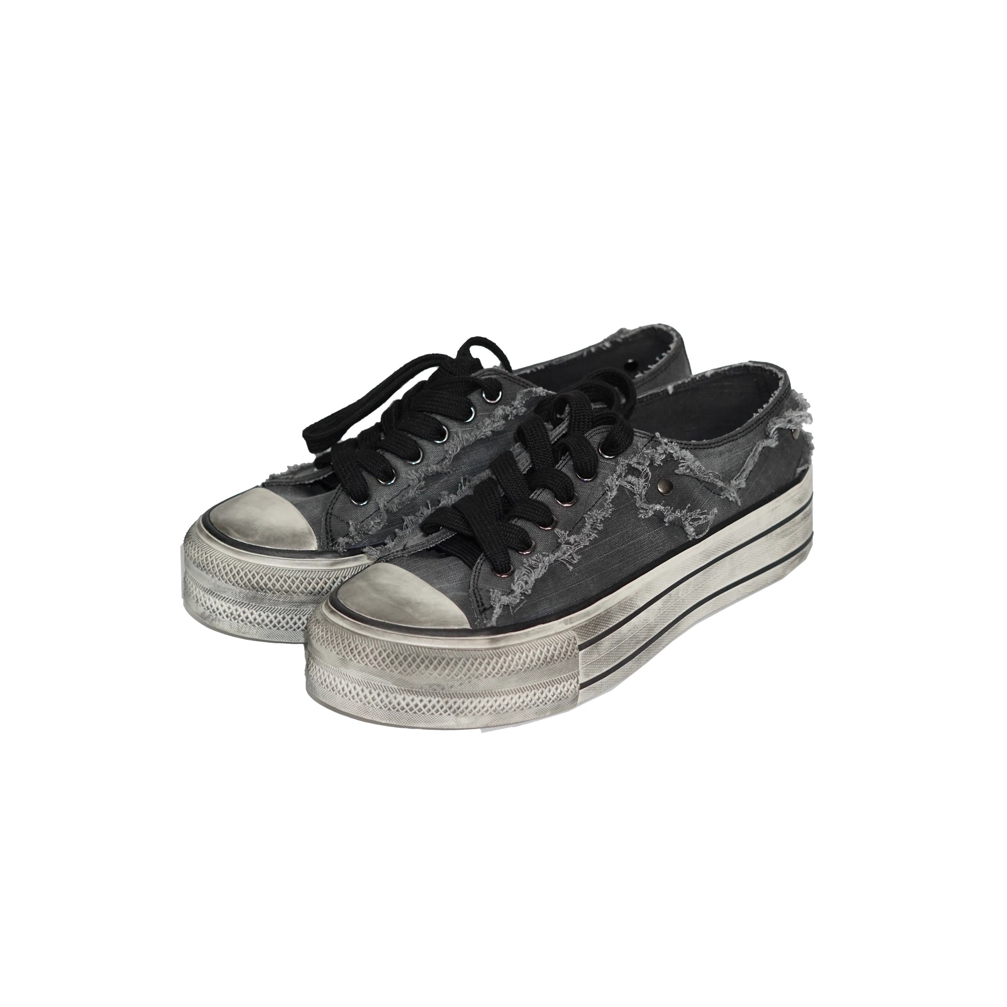 Chinese Clothing Cest Nous Update Vintage Cross Patch Distressed Canvas Sneakers MISSTT