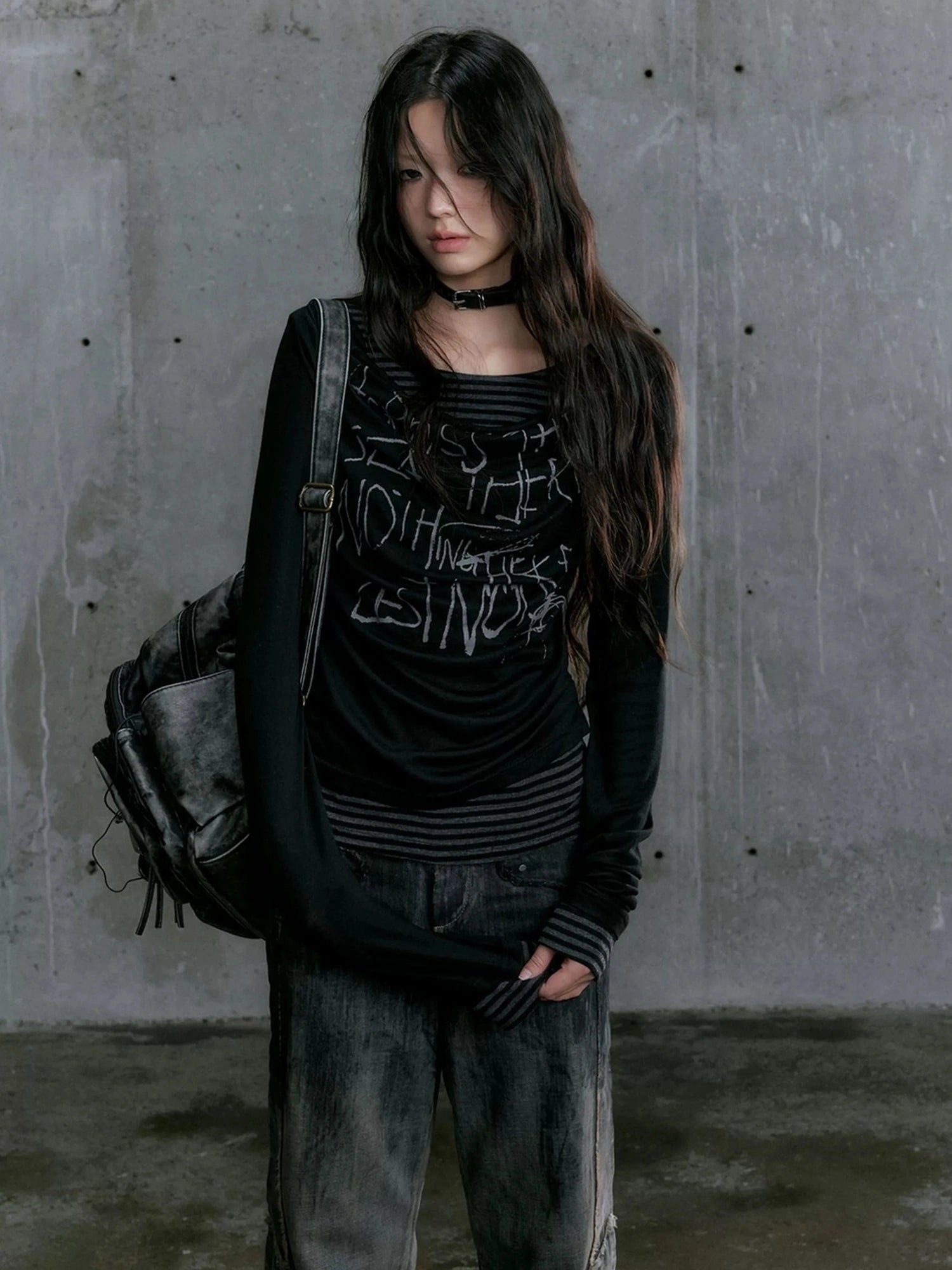 Chinese Clothing Cest Nous Update Vintage Drape Collar Graffiti Knit Top