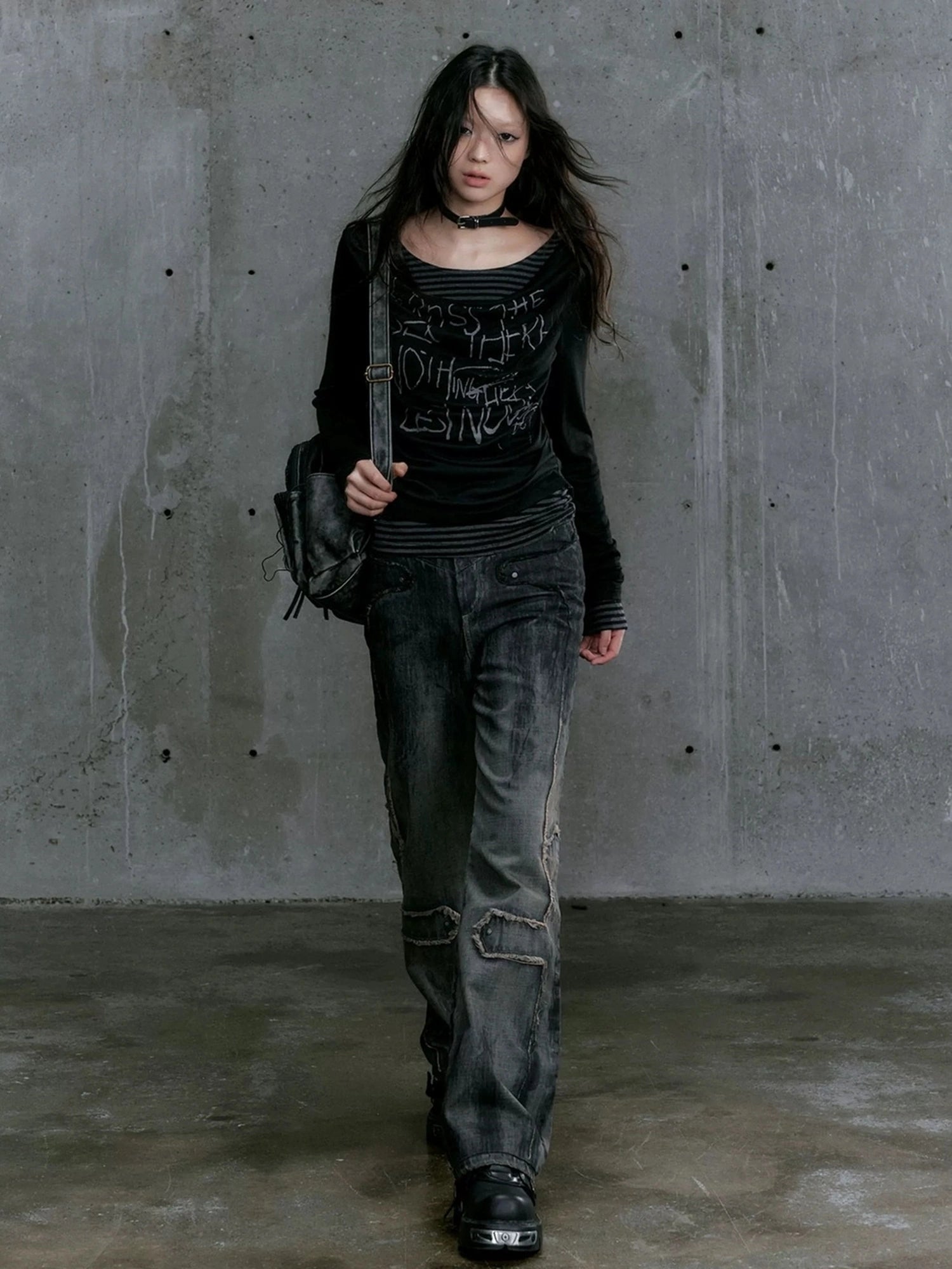 Chinese Clothing Cest Nous Update Vintage Drape Collar Graffiti Knit Top