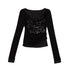 Chinese Clothing Cest Nous Update Vintage Drape Collar Graffiti Knit Top MISSTT
