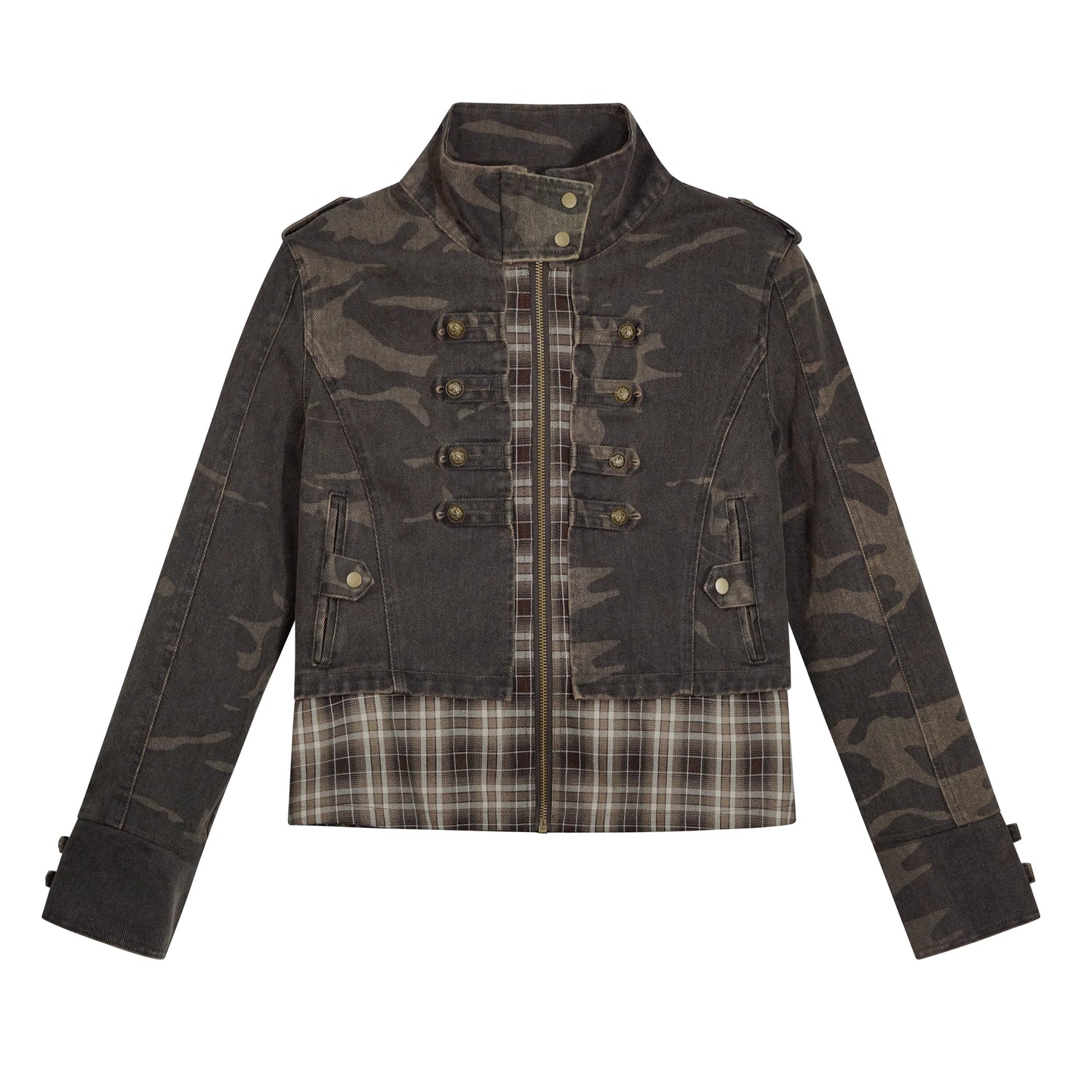 Chinese Clothing Cest Nous Update Vintage Washed Distressed Camouflage Cropped Jacket MISSTT