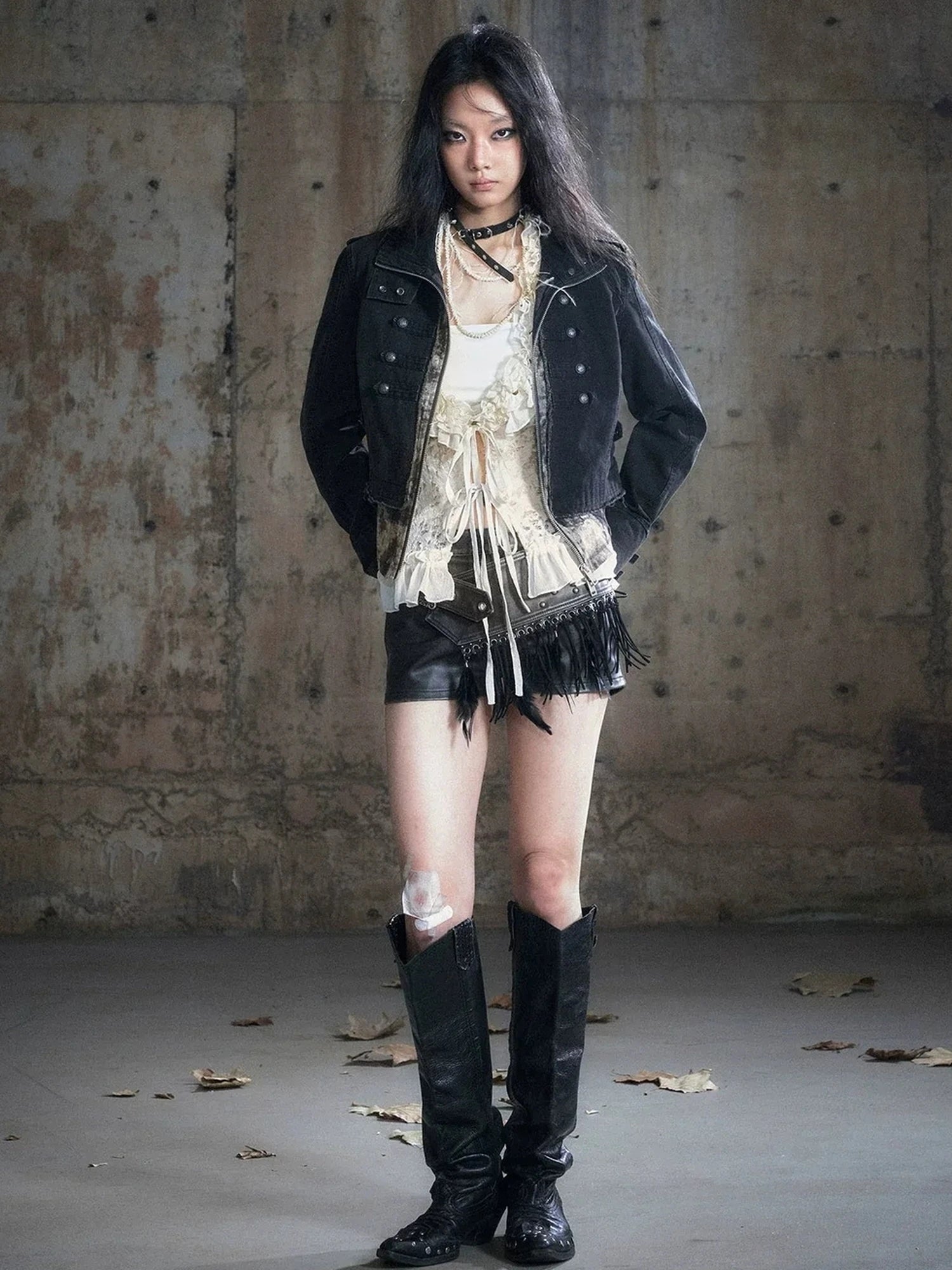 Chinese Clothing Cest Nous Update Vintage Washed Distressed Camouflage Cropped Jacket