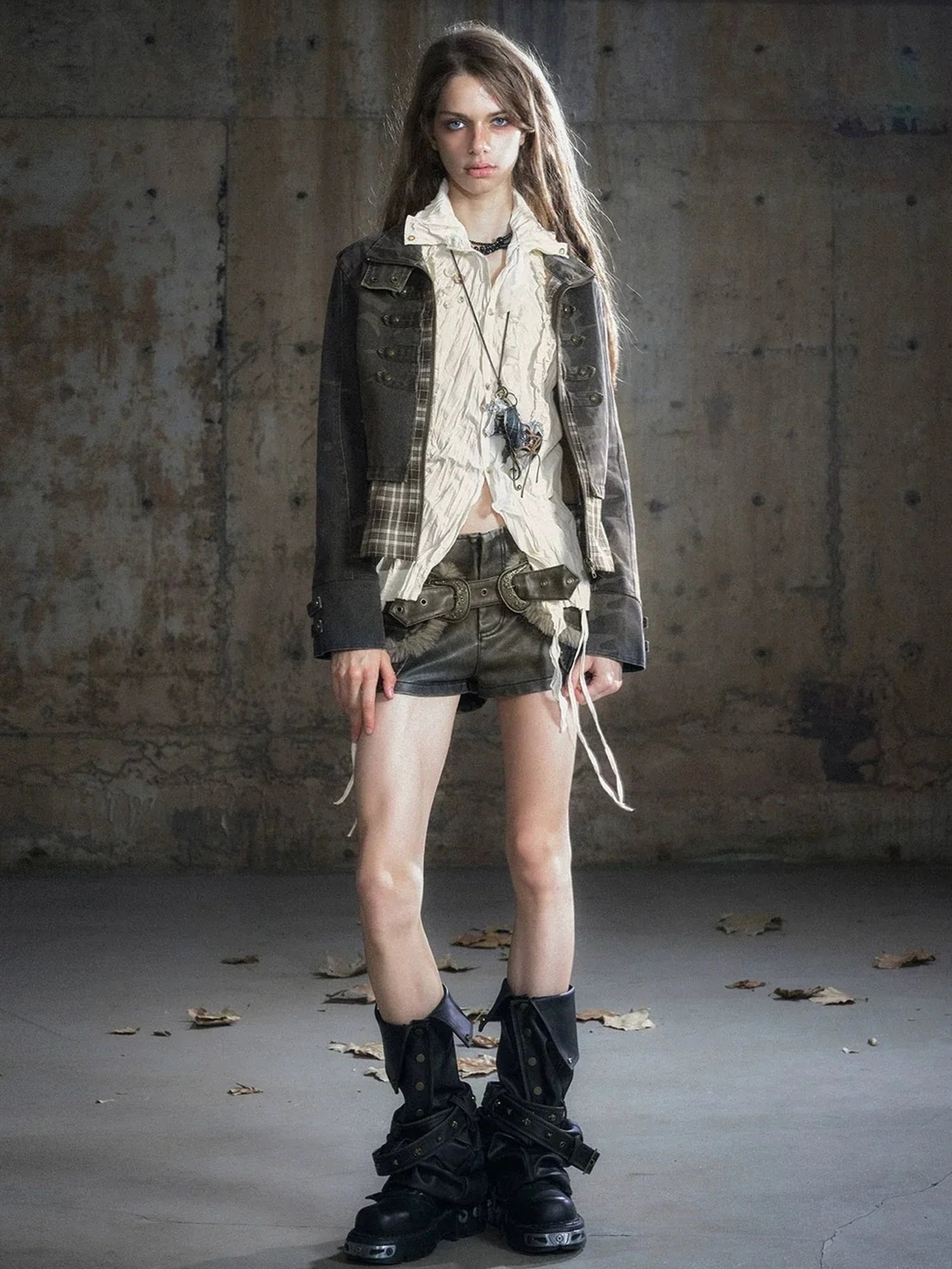 Chinese Clothing Cest Nous Update Vintage Washed Distressed Camouflage Cropped Jacket