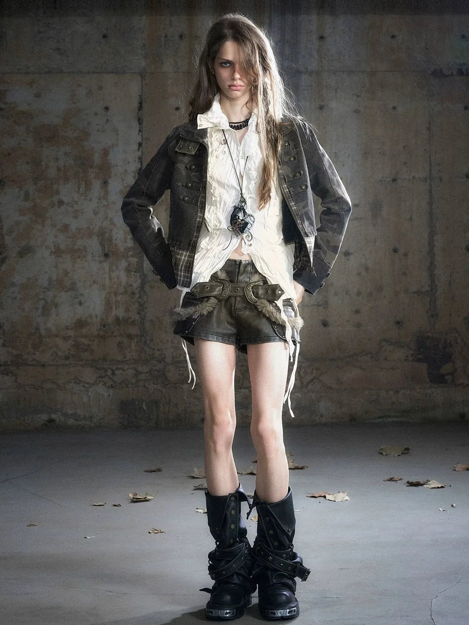 Chinese Clothing Cest Nous Update Vintage Washed Distressed Camouflage Cropped Jacket