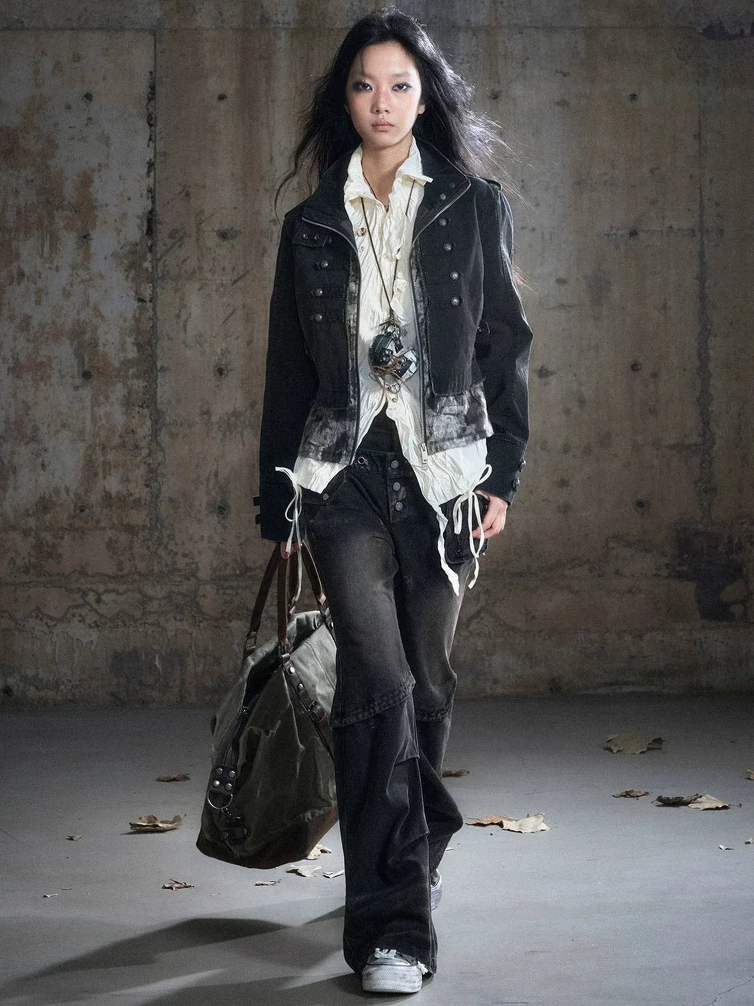 Chinese Clothing Cest Nous Update Vintage Washed Distressed Camouflage Cropped Jacket