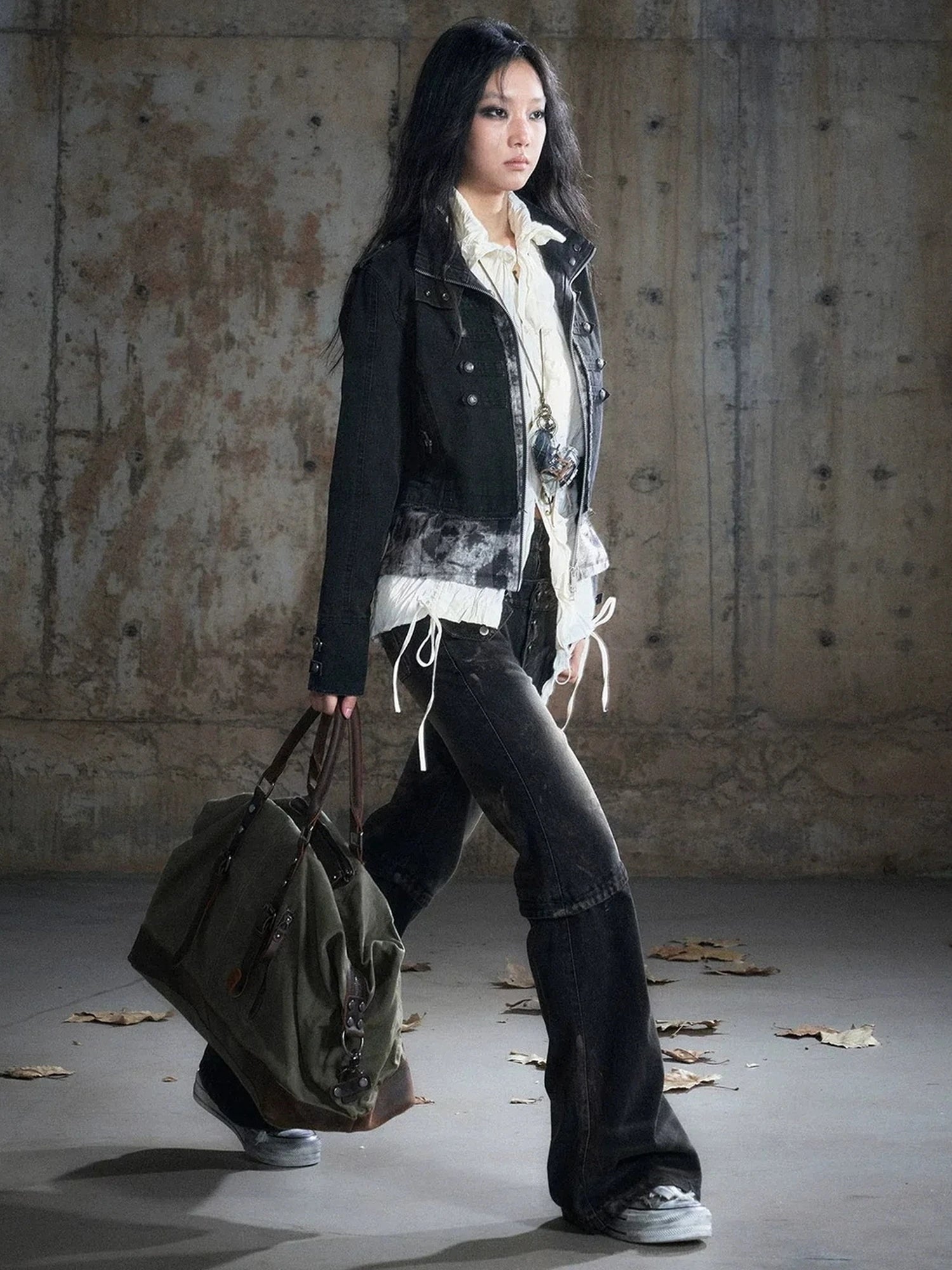 Chinese Clothing Cest Nous Update Vintage Washed Distressed Camouflage Cropped Jacket