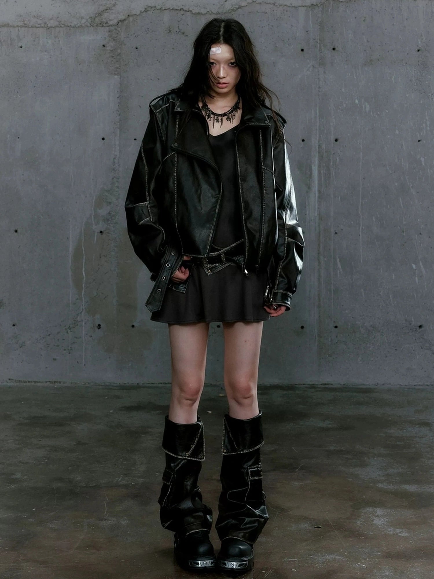 Chinese Clothing Cest Nous Update Vintage Washed Split Zip Biker Jacket