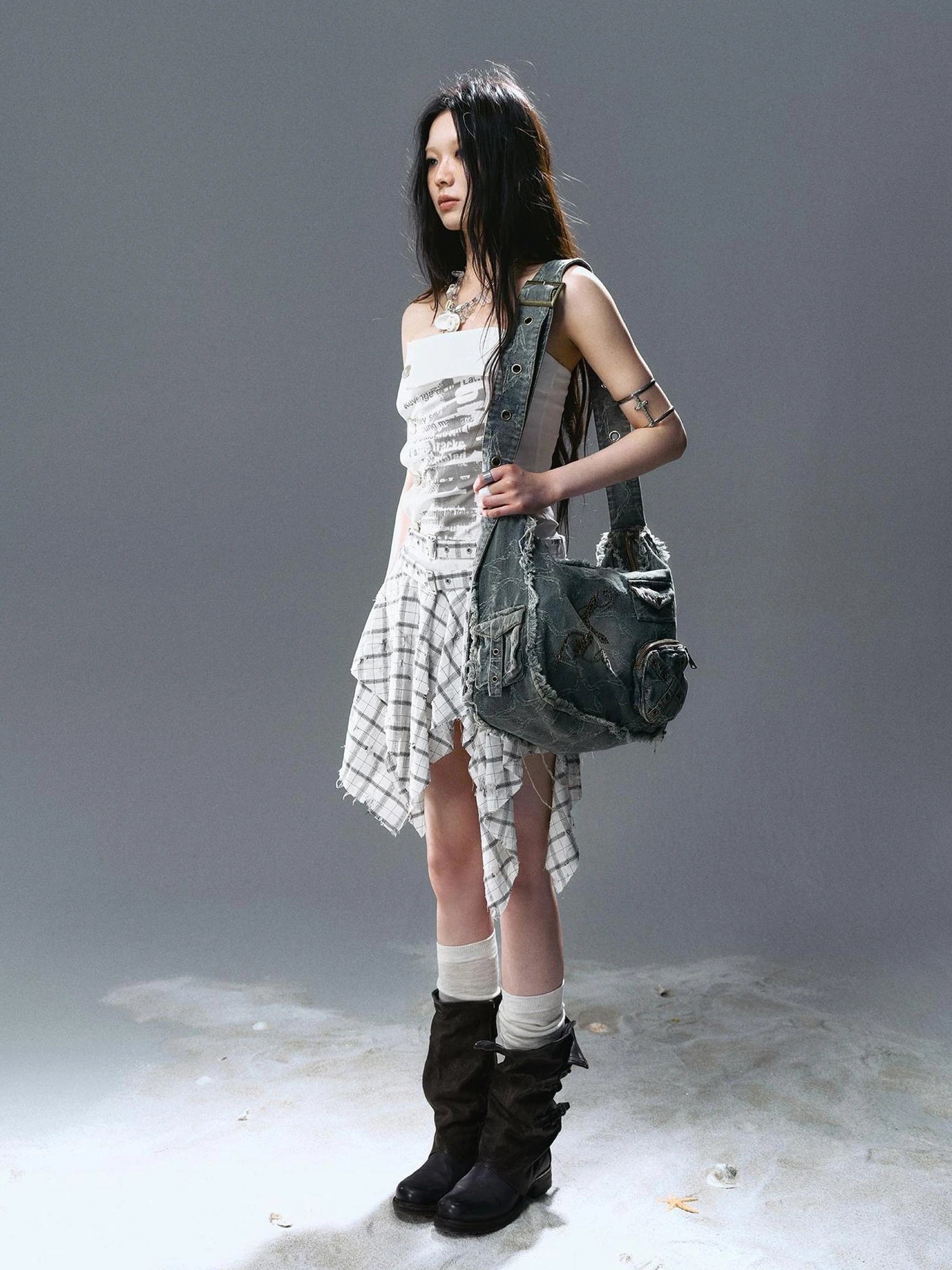 Chinese Clothing Cest Nous Update Washed Star Cross Messenger Bag