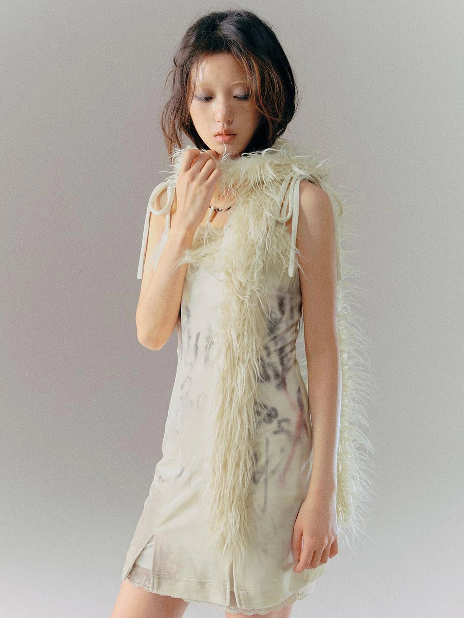 Velvet Print Patchwork Slip Dress