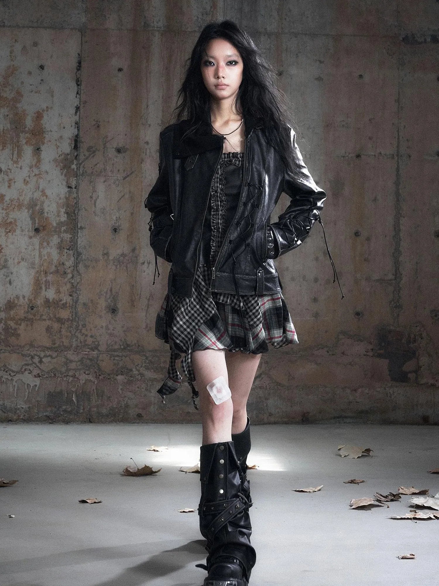 Vintage Buckle Leather Leggings Warm