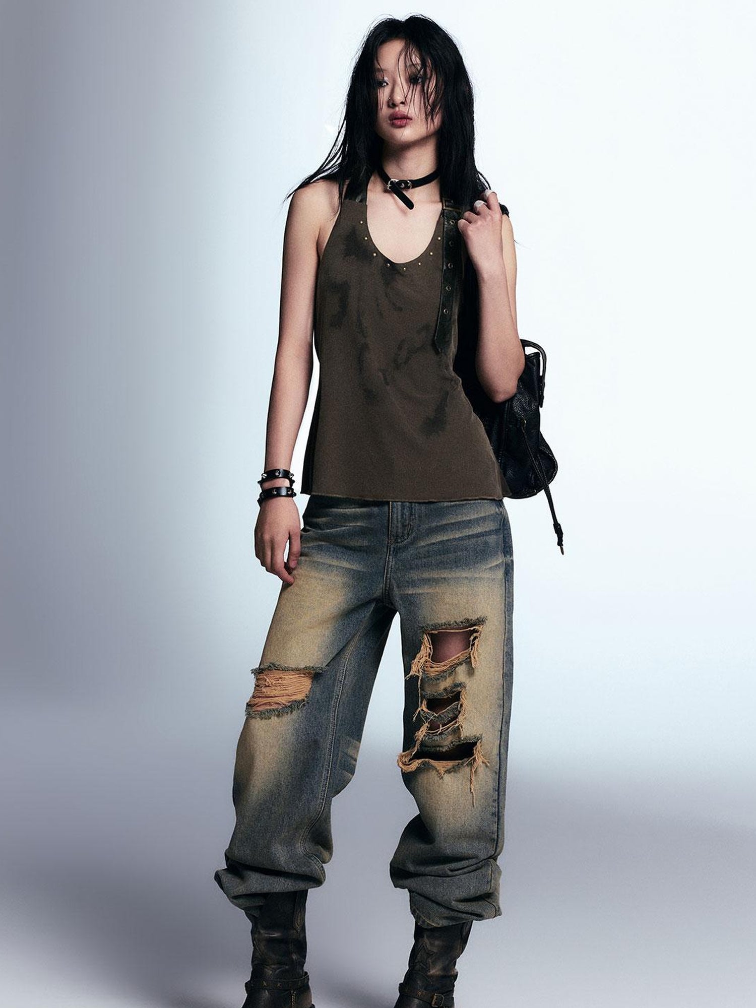 Cest Nous Vintage Distressed Relaxed Denim Jeans