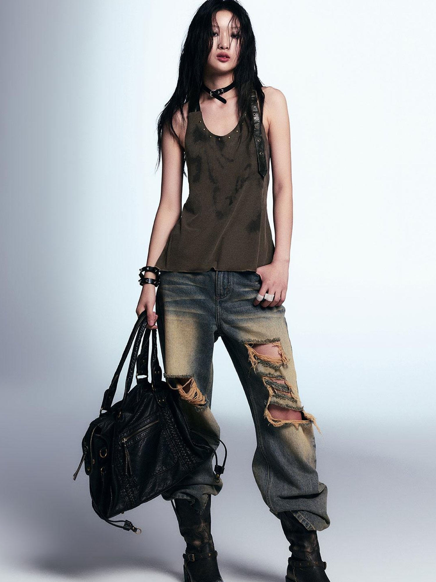 Cest Nous Vintage Distressed Relaxed Denim Jeans