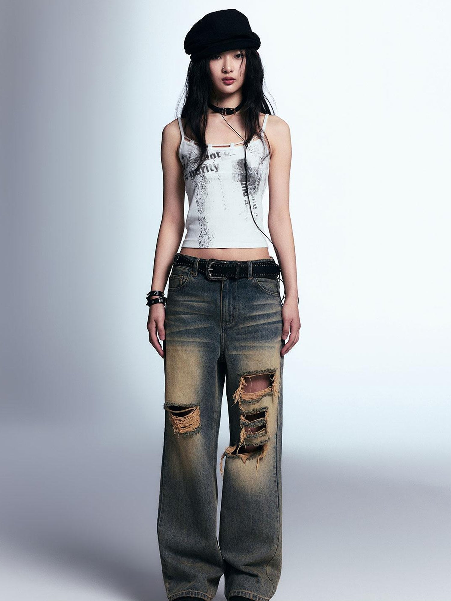 Cest Nous Vintage Distressed Relaxed Denim Jeans