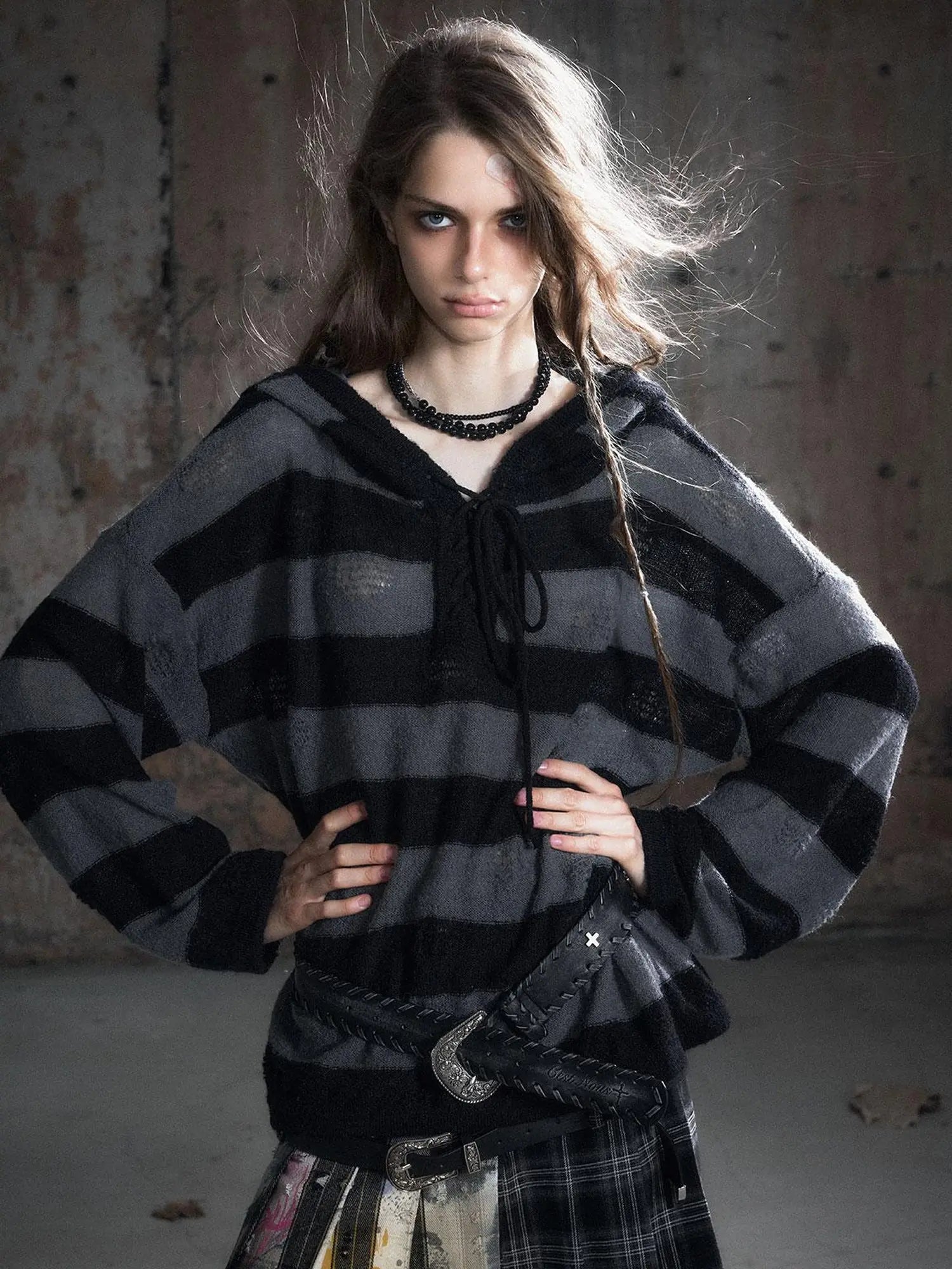 Vintage Rope Woven Distressed Belt With Ornate Buckle