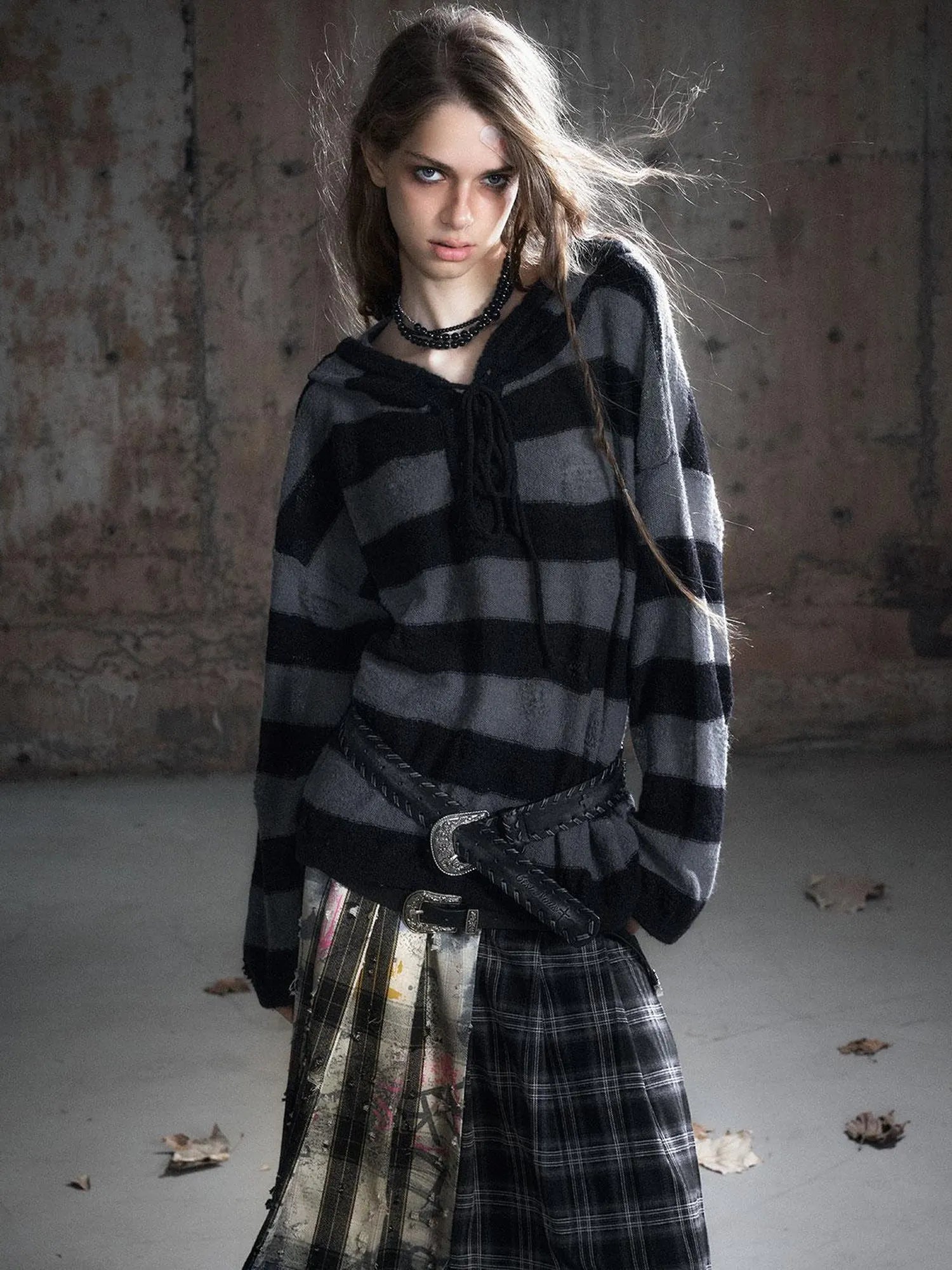 Vintage Rope Woven Distressed Belt With Ornate Buckle