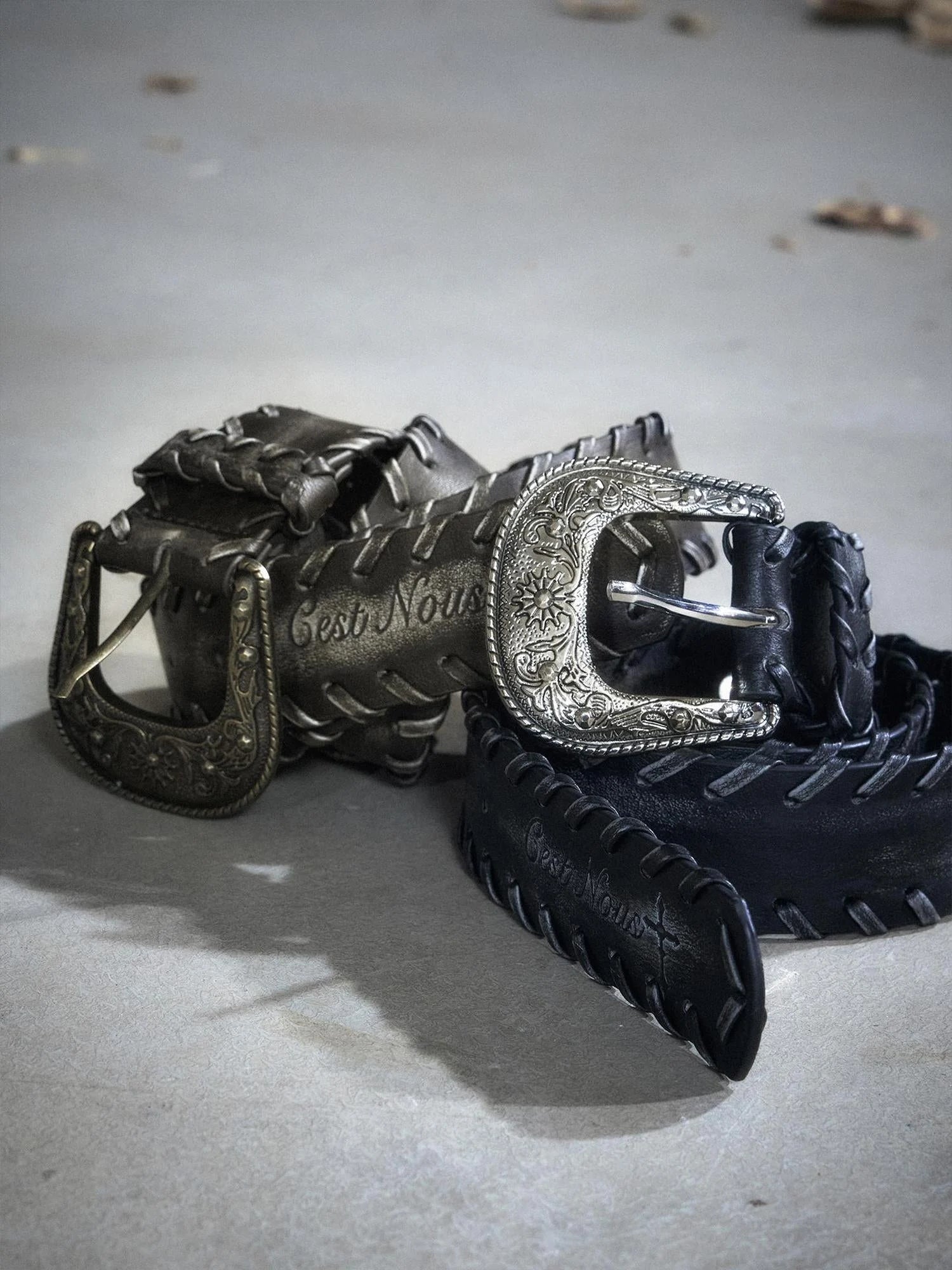 Vintage Rope Woven Distressed Belt With Ornate Buckle