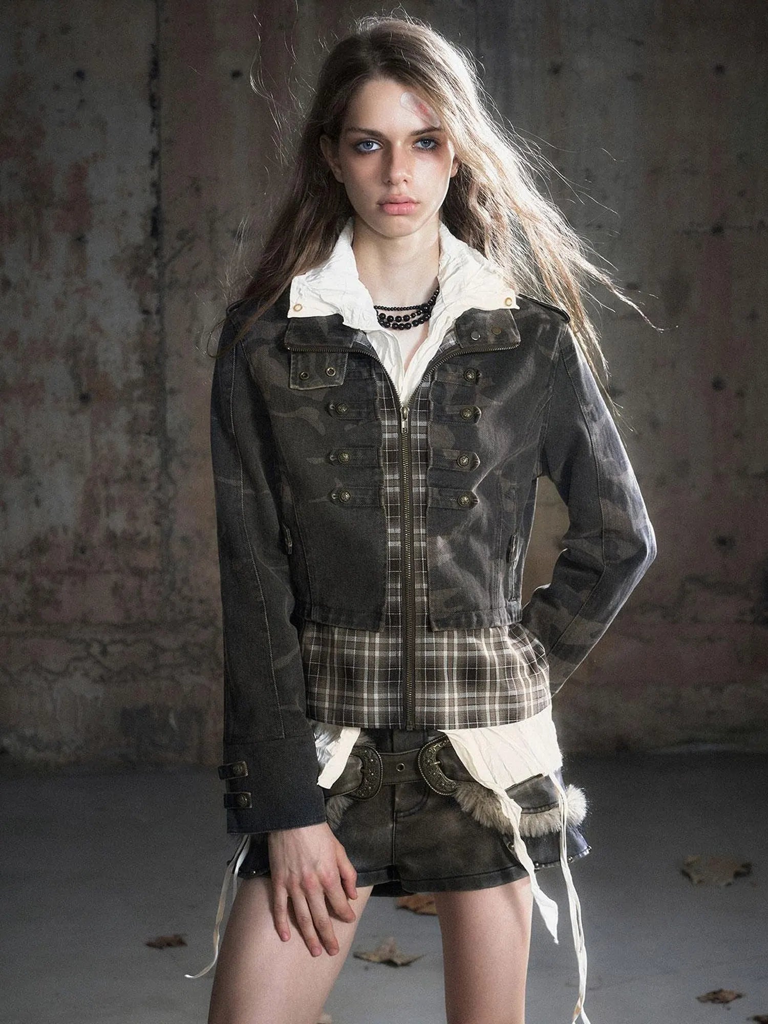 Vintage Washed Camo Cropped Jacket