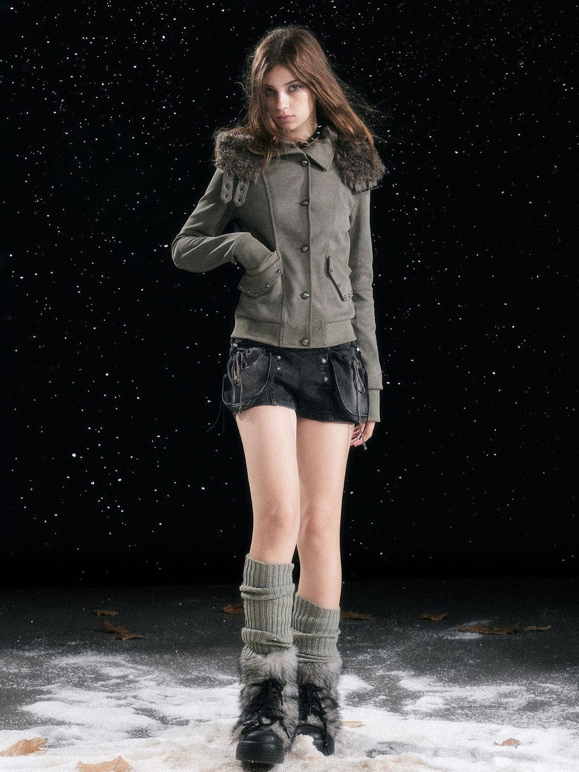 Cest Nous Washed Black Cotton Drawstring Cargo Natural Waist Womens Slight Stretch Shorts