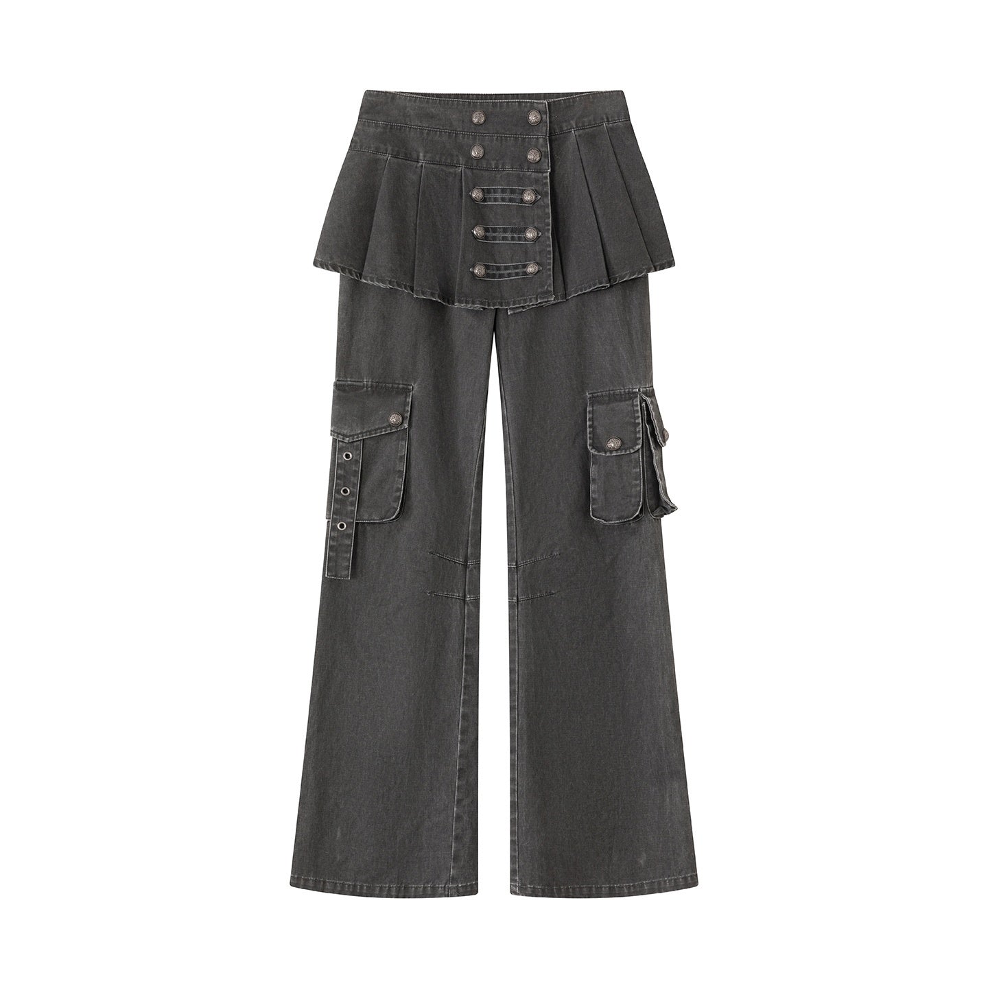Cest_Nous_Washed_Pleated_Panel_Splice_Cargo_Straight_Microflare_Women&