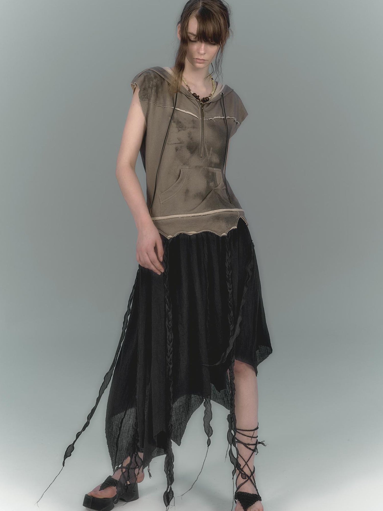 Cest Nous Wilderness Black Asymmetrical Maxi Dress