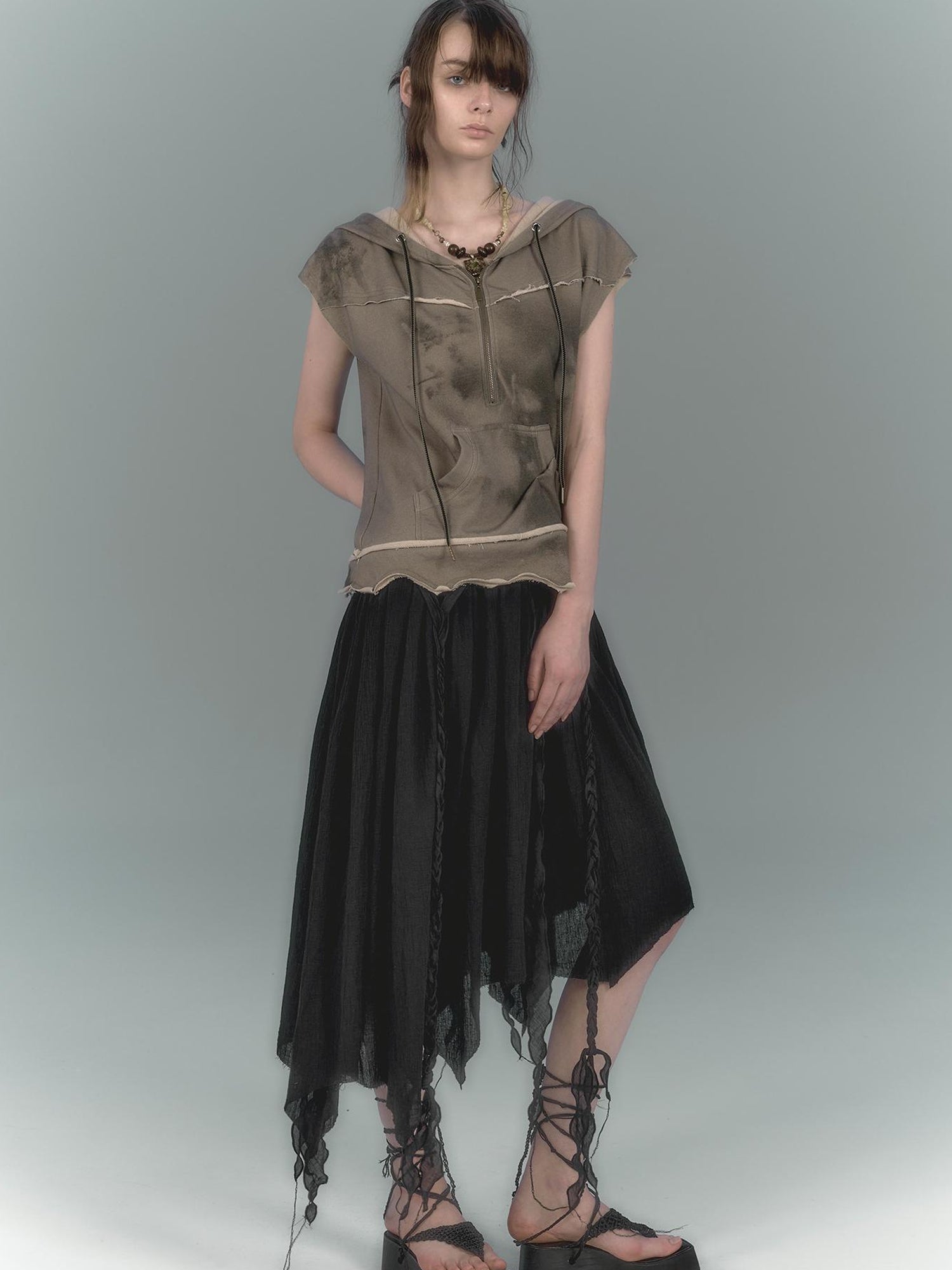 Cest Nous Wilderness Black Asymmetrical Maxi Dress