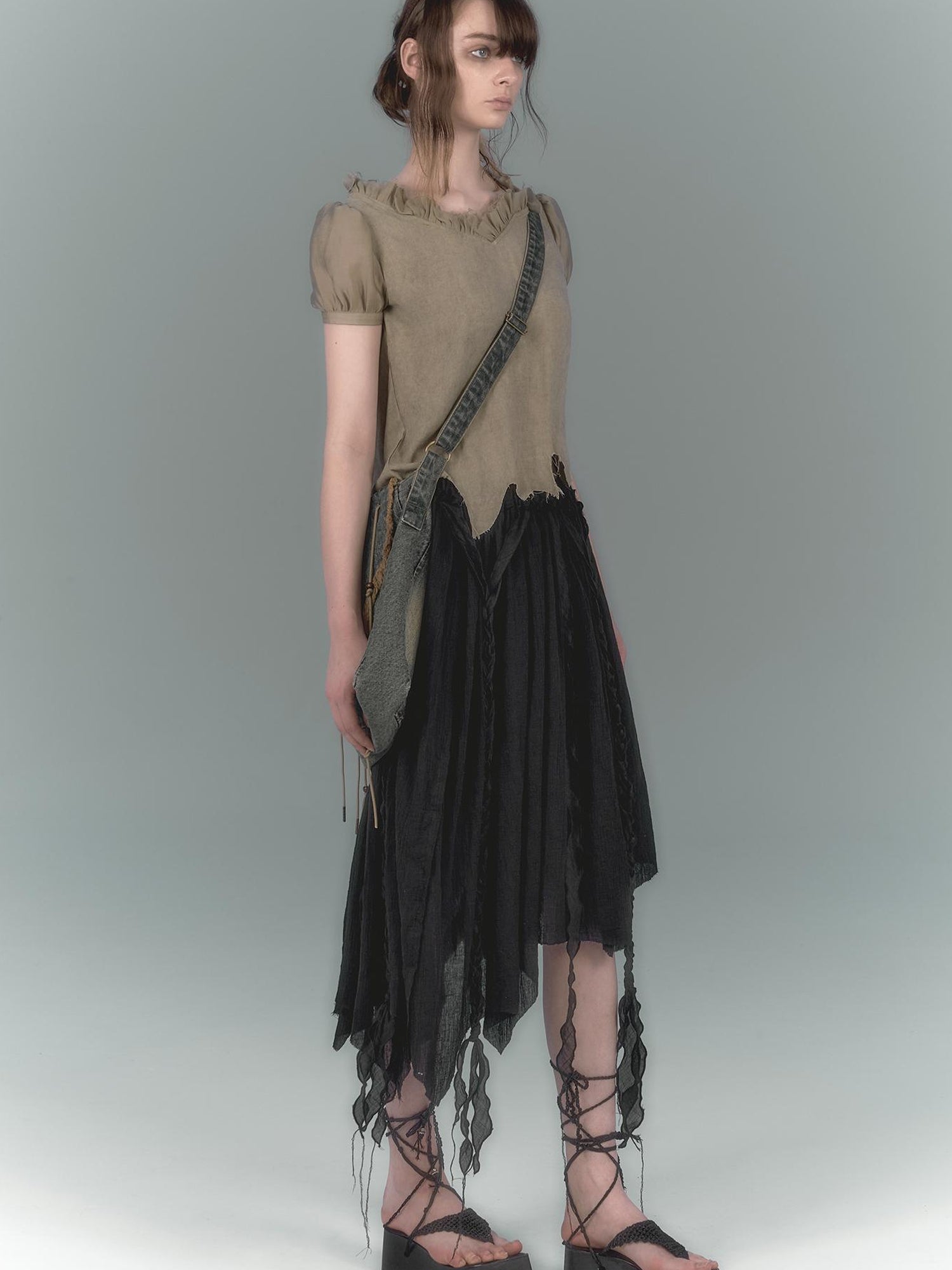 Cest Nous Wilderness Black Asymmetrical Maxi Dress