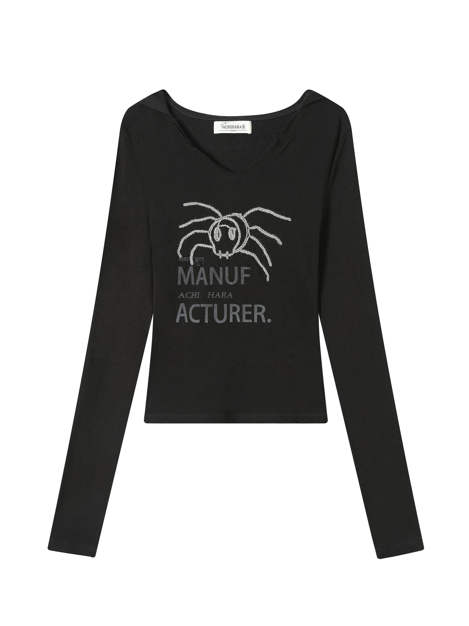 Achihara Chaos Spider Knit Tee V-Neck T-Shirt Long-Sleeve