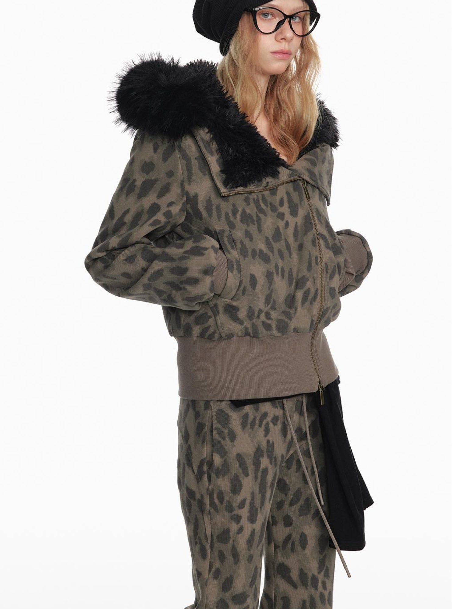 STRIKE A POSE Chic Leopard Print Hoodie & Pants Set Slim Fit Casual Outfit