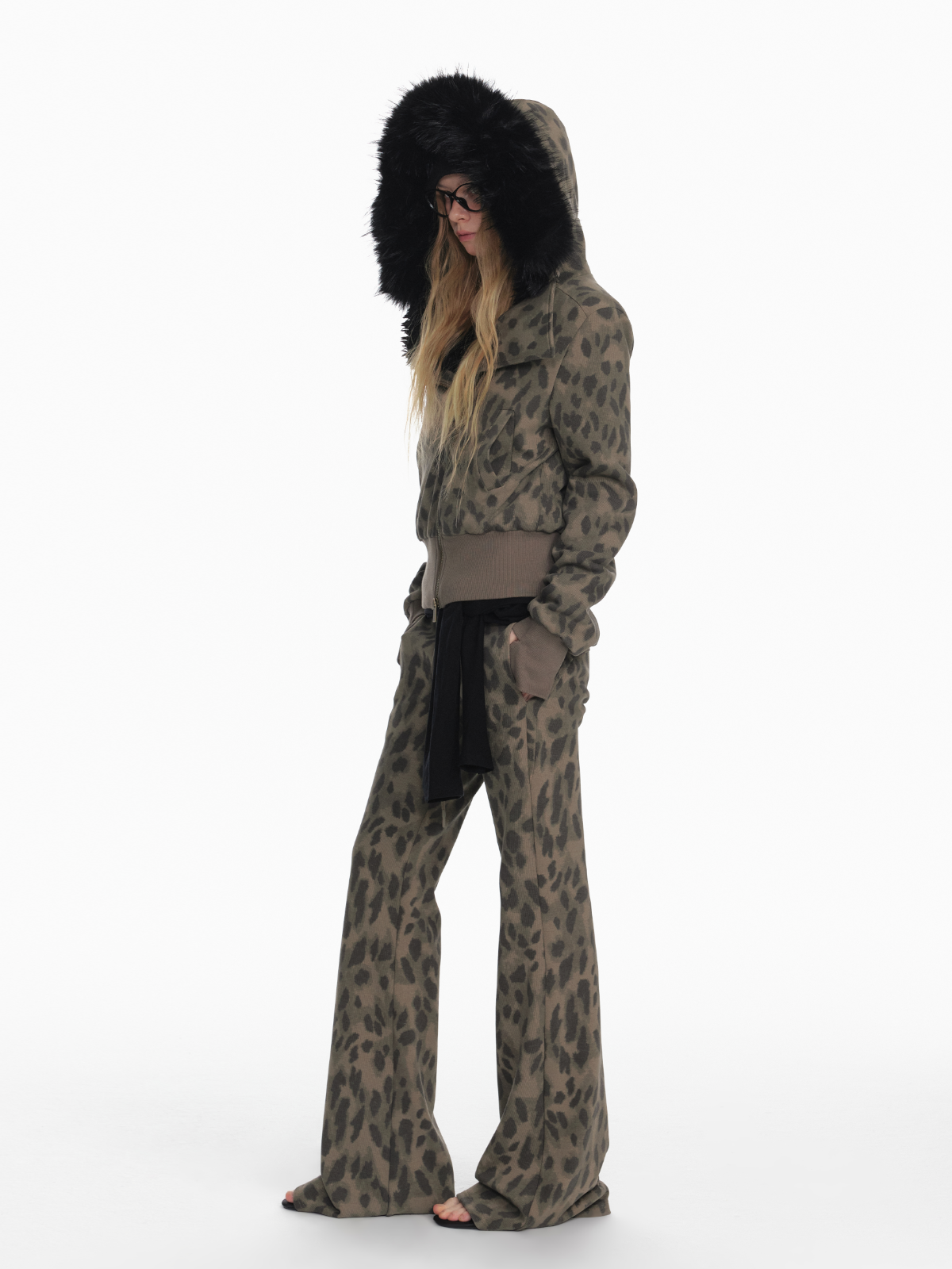 STRIKE A POSE Chic Leopard Print Hoodie & Pants Set Slim Fit Casual Outfit