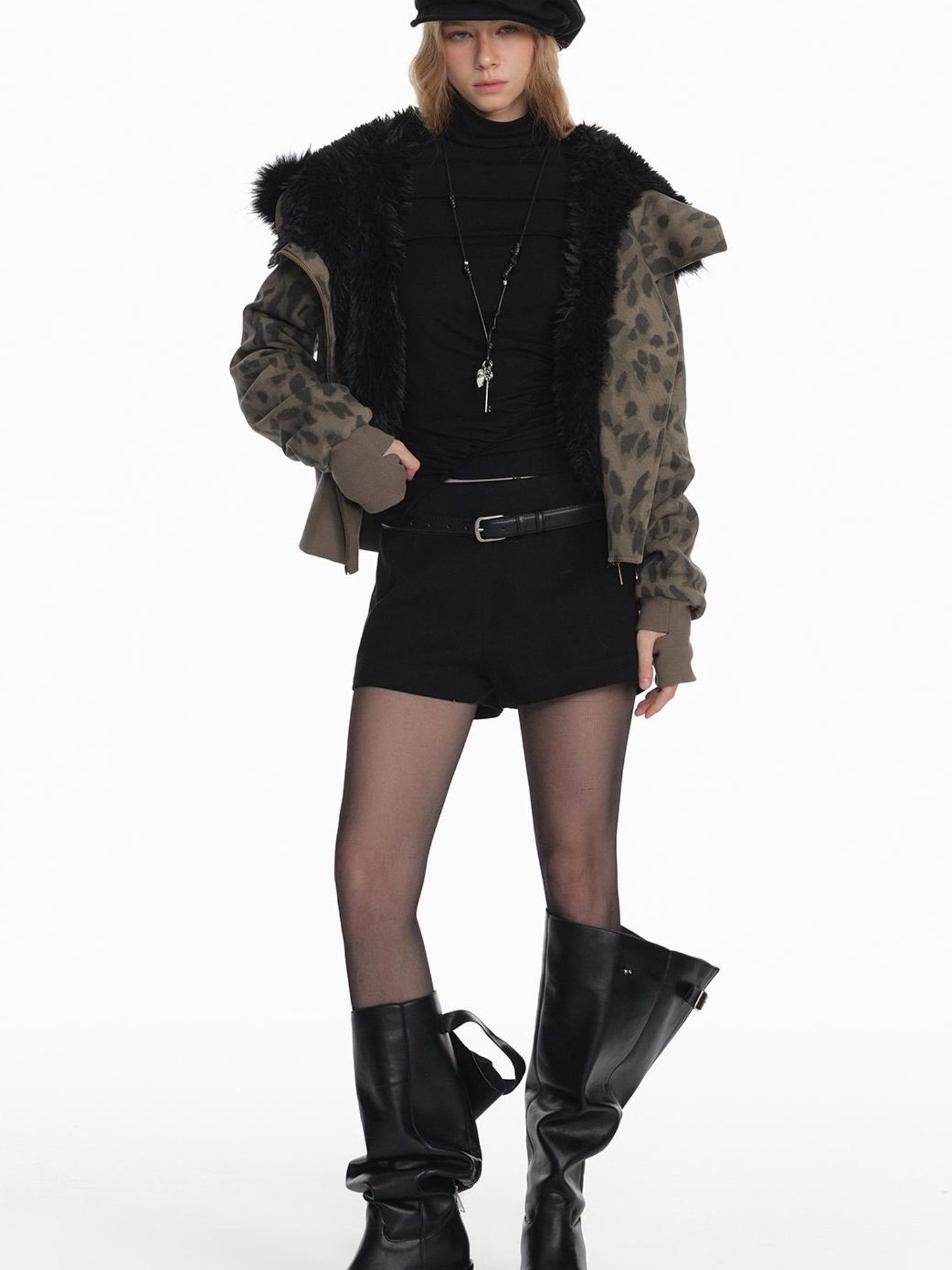 STRIKE A POSE Chic Leopard Print Hoodie & Pants Set Slim Fit Casual Outfit