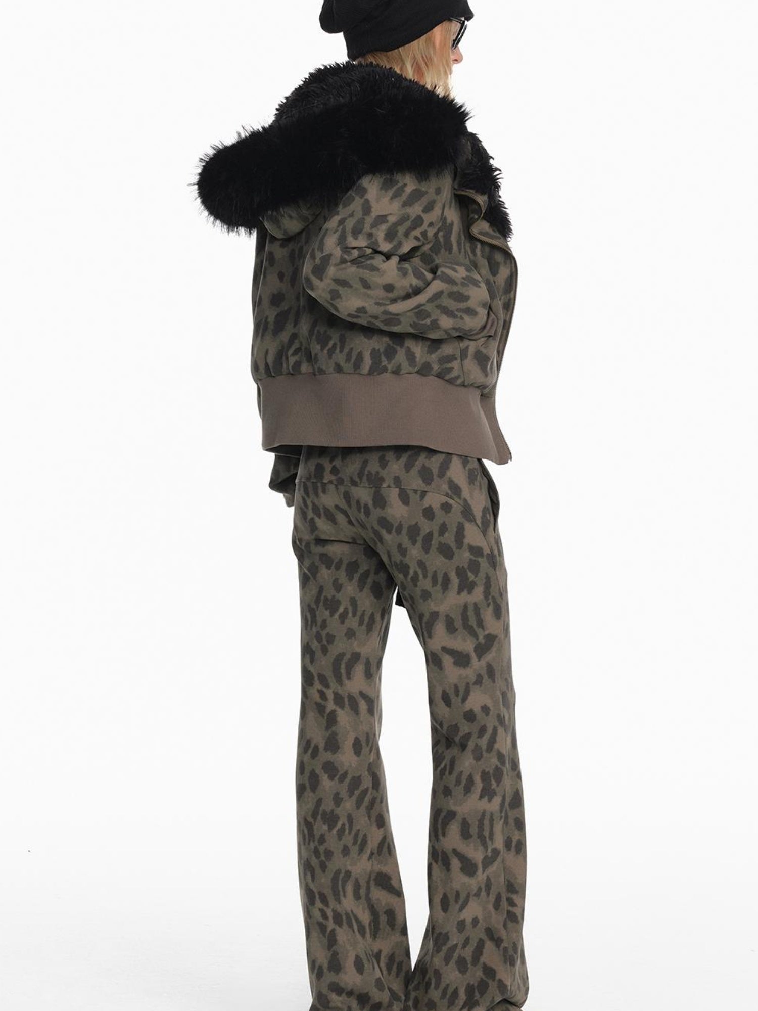STRIKE A POSE Chic Leopard Print Hoodie & Pants Set Slim Fit Casual Outfit
