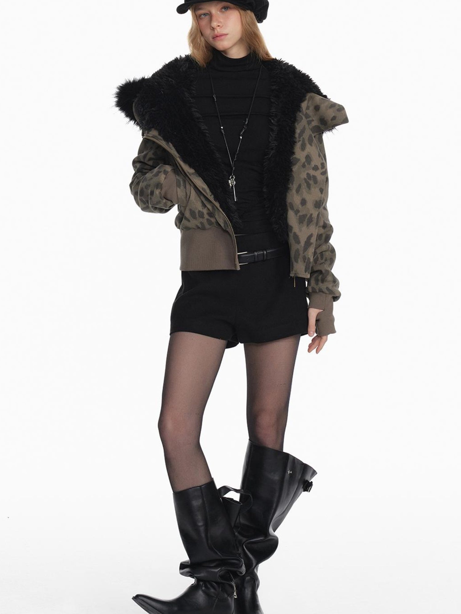 STRIKE A POSE Chic Leopard Print Hoodie & Pants Set Slim Fit Casual Outfit