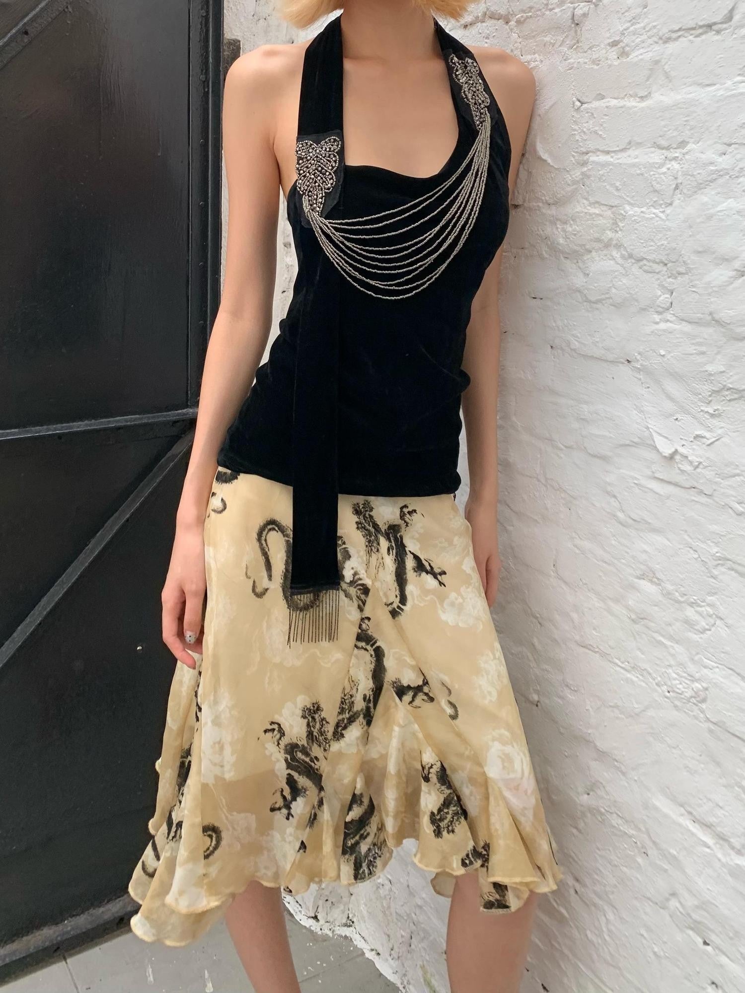 Chipchipshop Black Silver Waterfall Velvet Mesh Women&