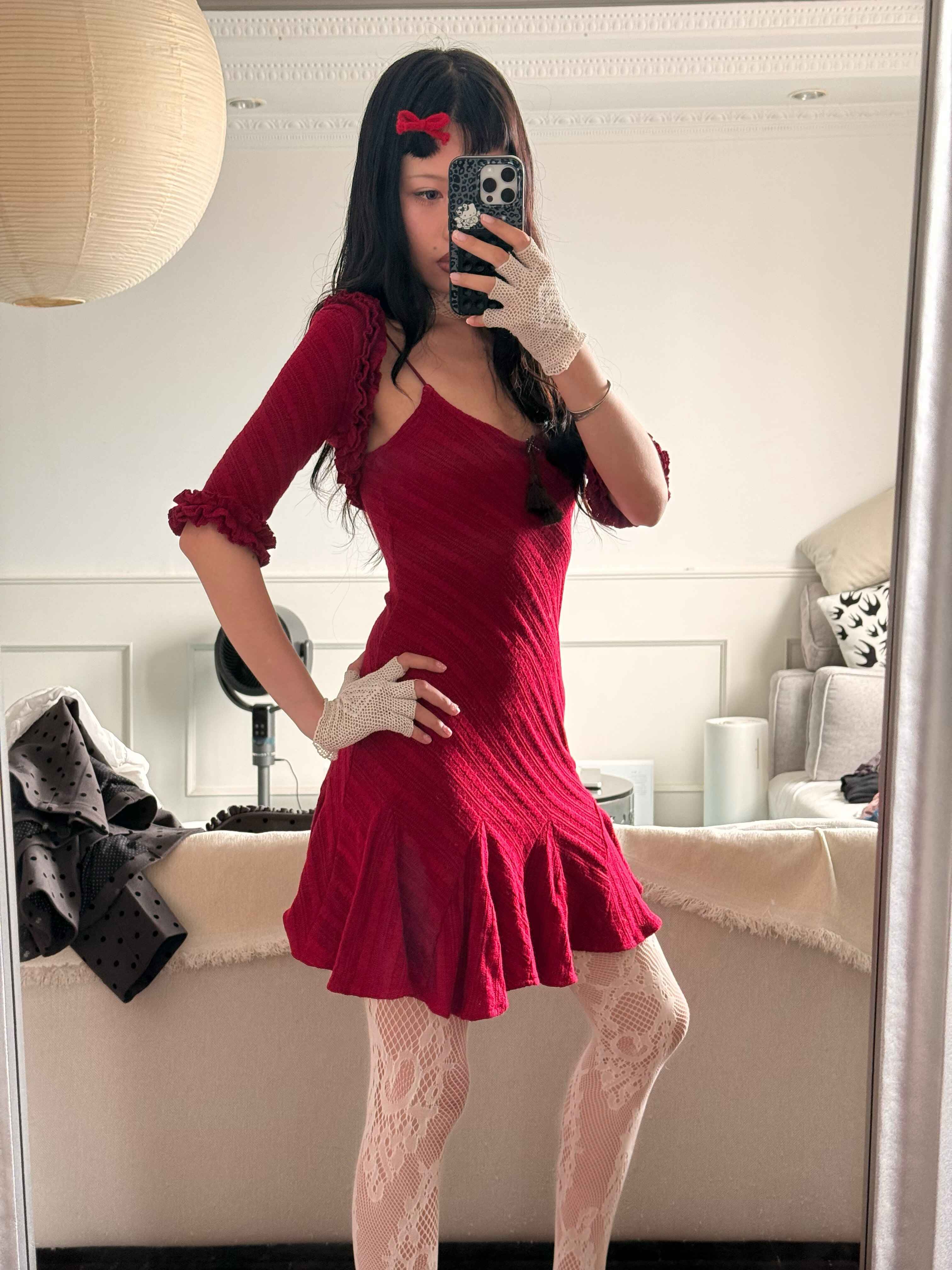 Chipchipshop_Burgundy_Velvet_Tiered_A_Line_Knit_Women&