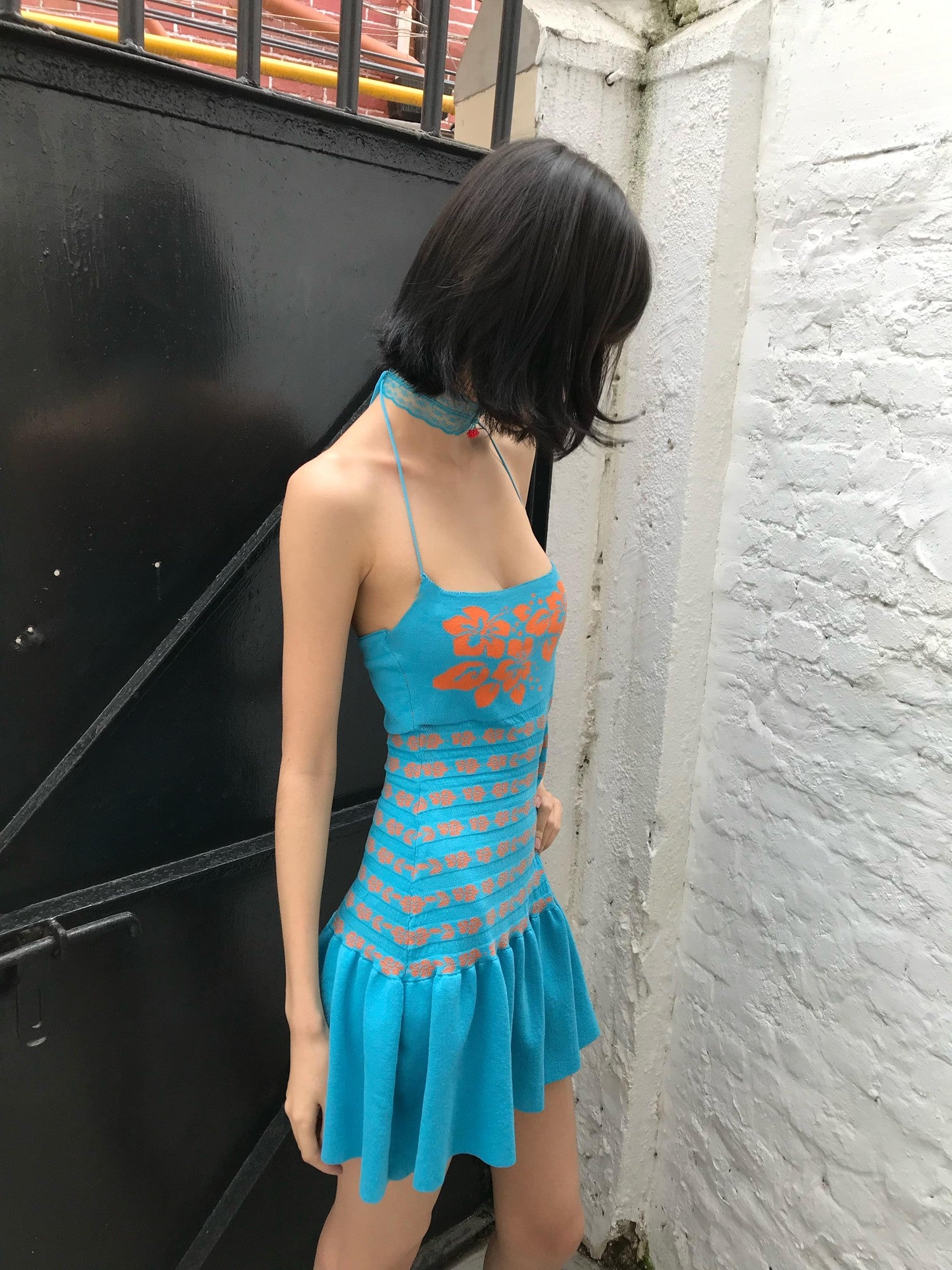 Chipchipshop Lake Blue Hibiscus Print High Waist Women&