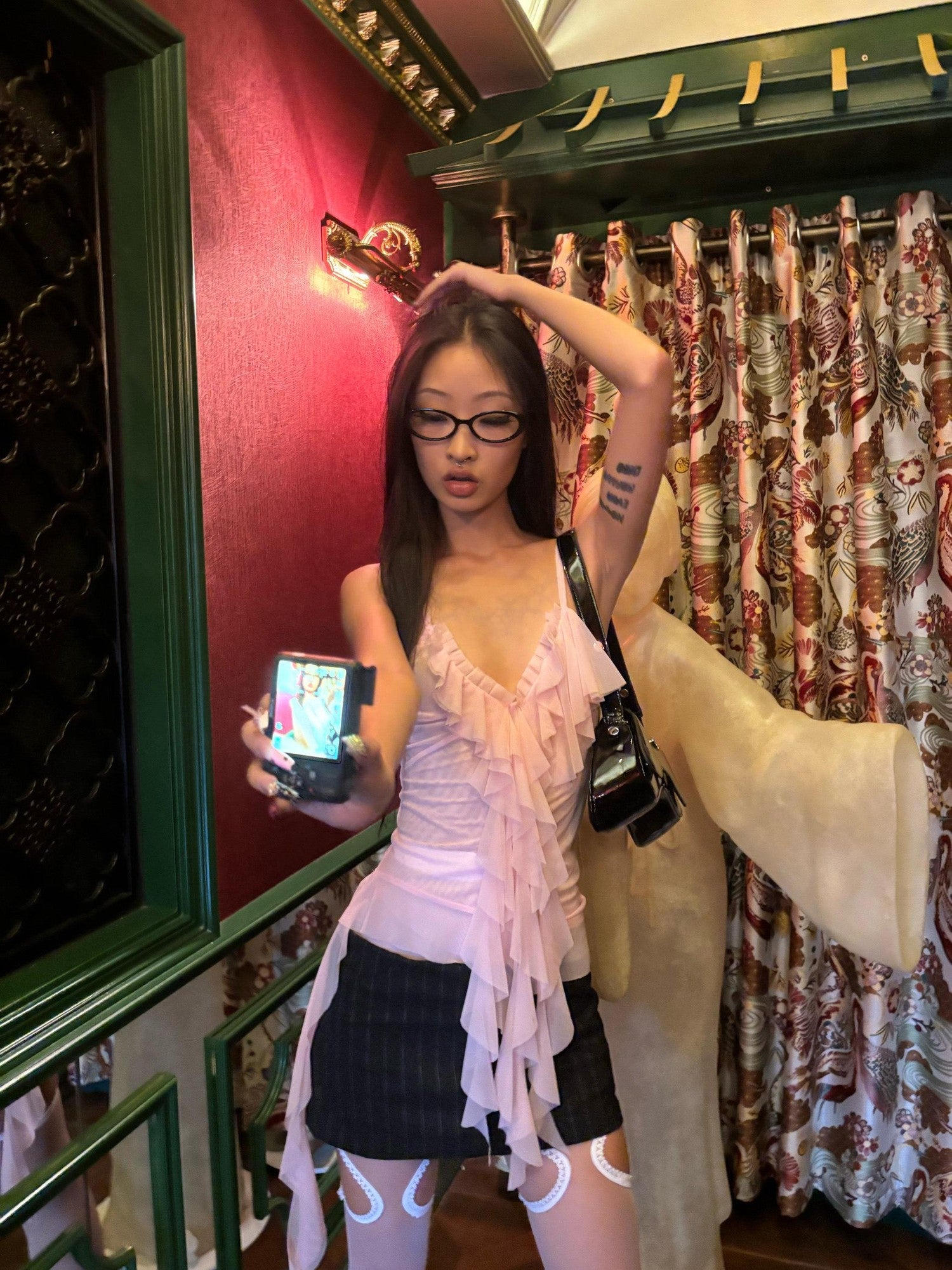Chipchipshop Light Pink Sheer Flowy Oversized Ruffle Women&