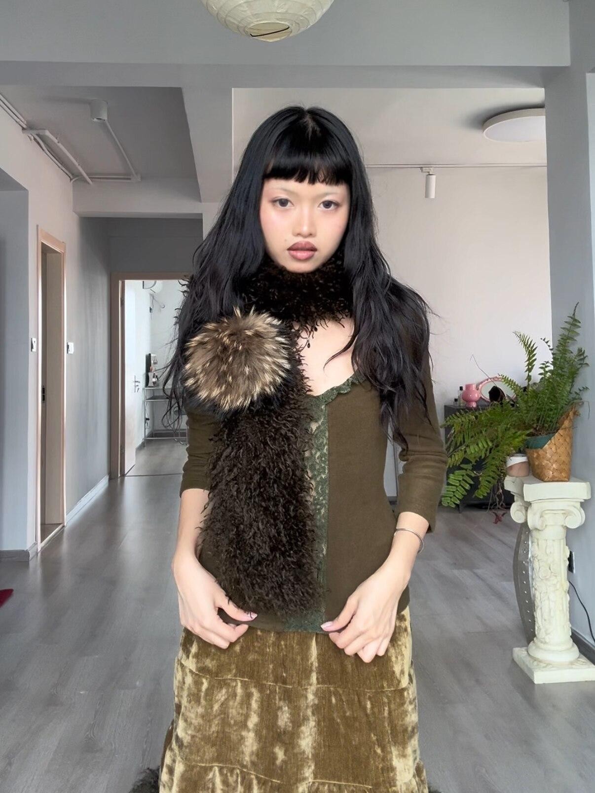 Chipchipshop Moss Green Vintage Lace Round Neck Women&